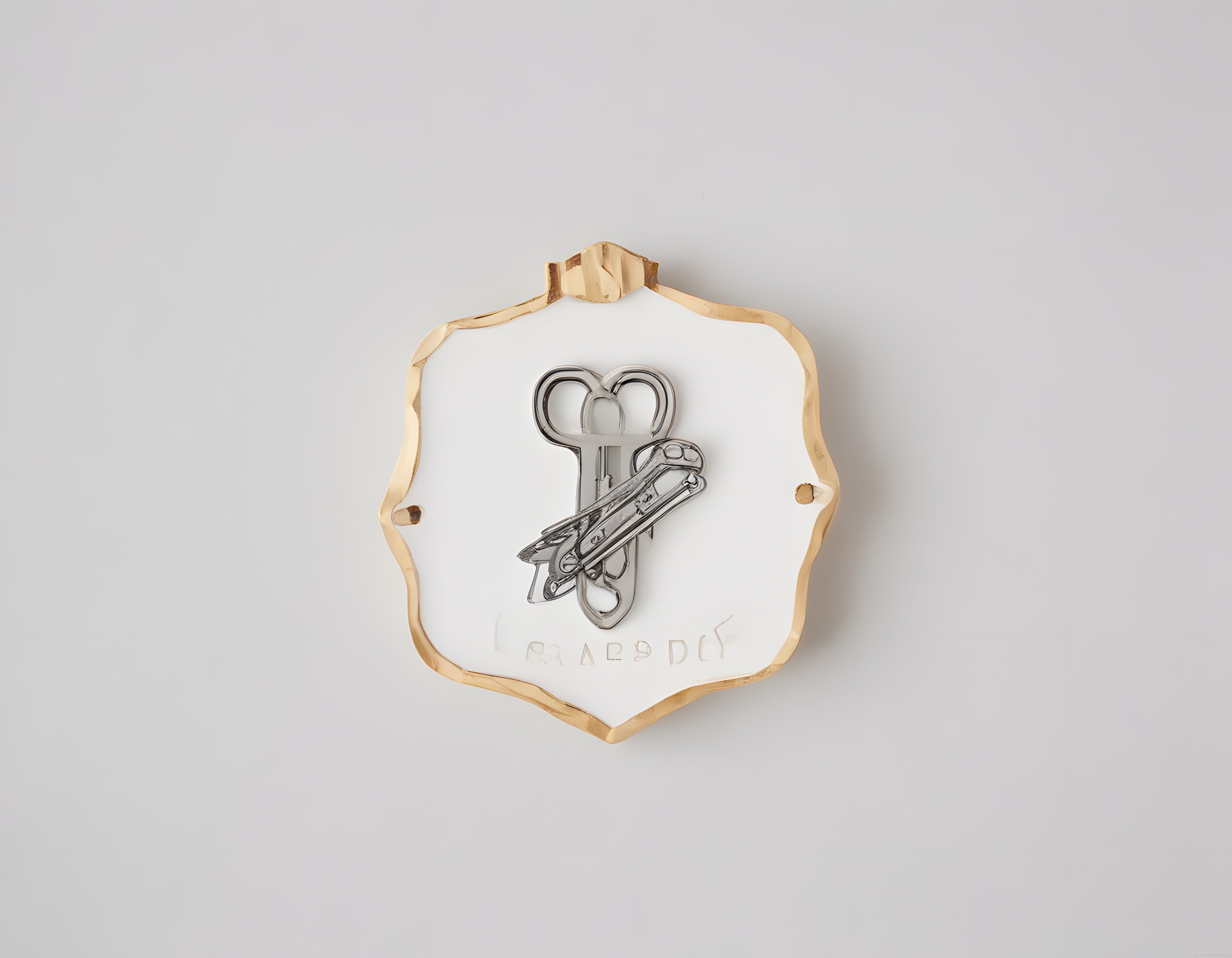 Minimalist Beyaz Arka Planda Çerçeveli Gümüş Metal Alet Sanat Eseri