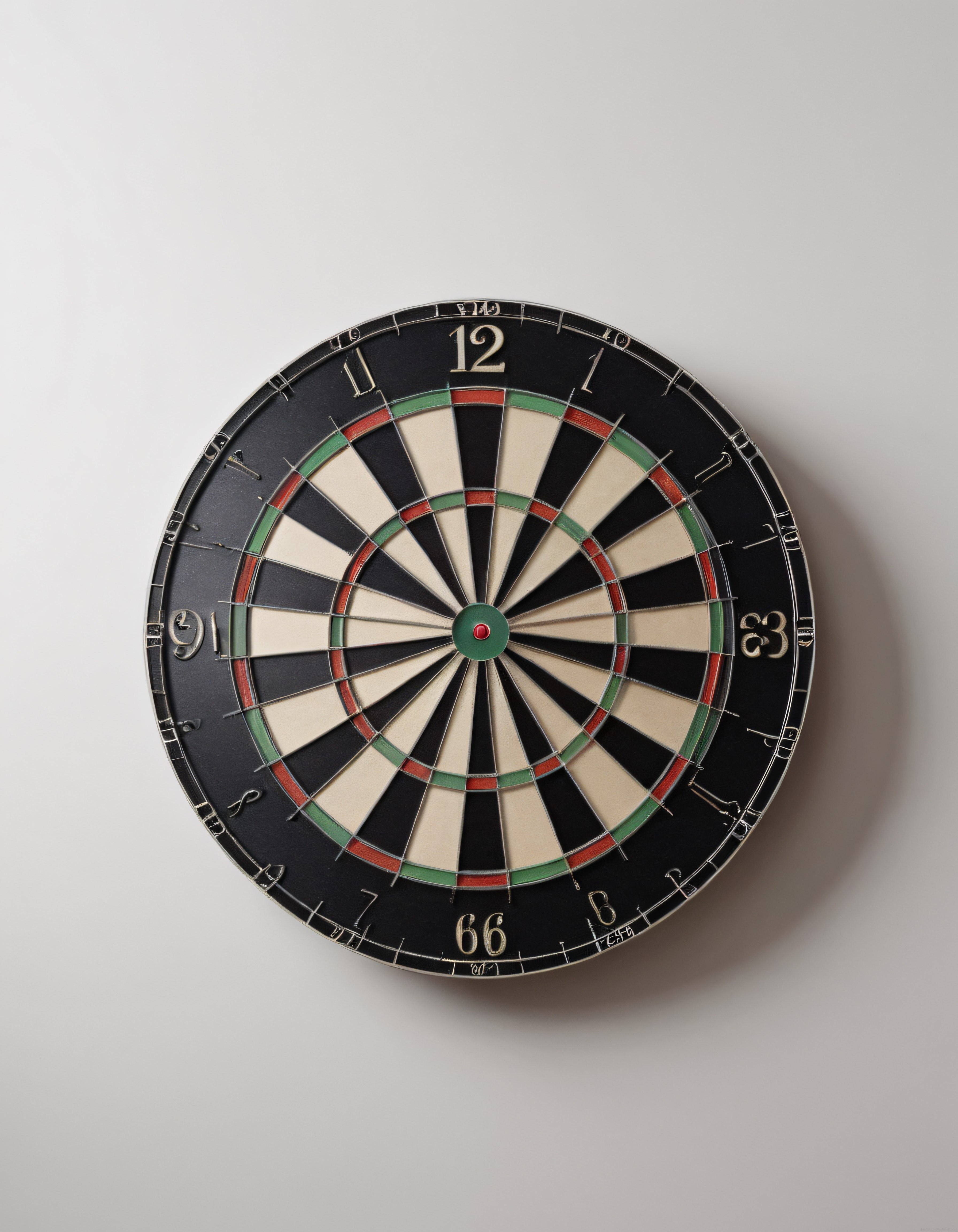 Minimalist Beyaz Arka Planda Dart Tahtası Tasarımlı Şık Duvar Saati