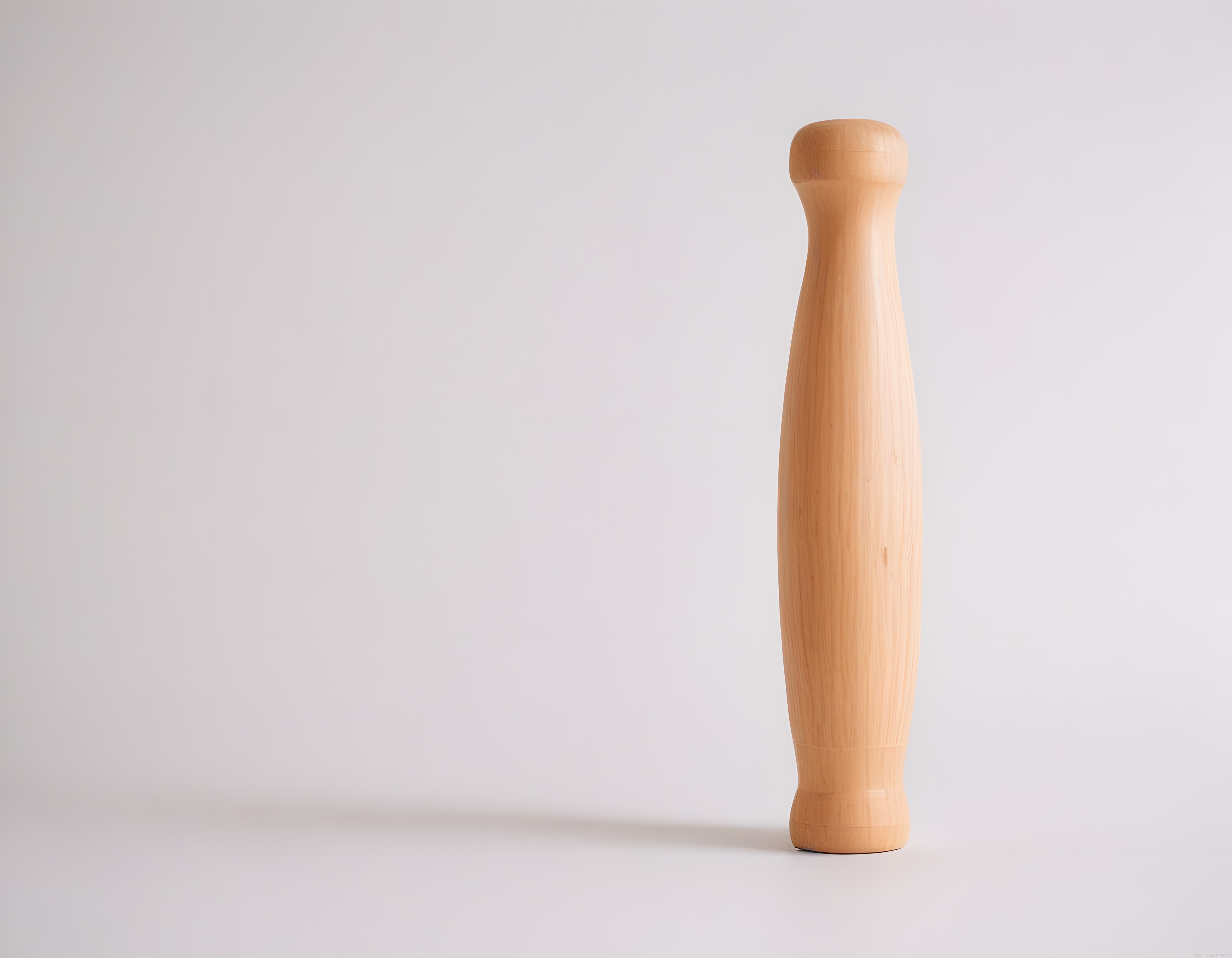 Minimalist beyaz arka planda doğal ahşap dekoratif şişe ve vazo objesi