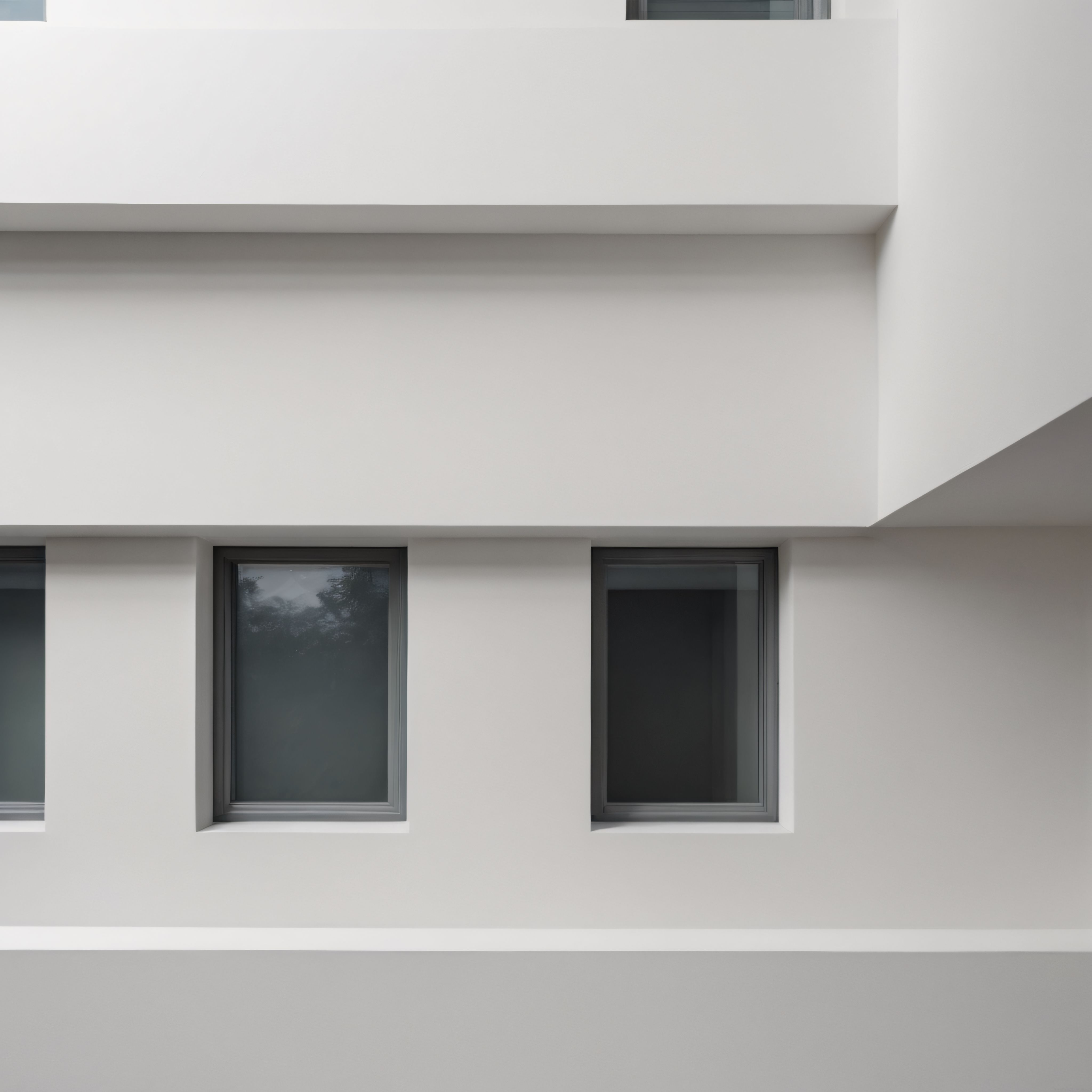 Minimalist Beyaz Bina Cephesinde Işık ve Gölgenin Sessiz Buluşması