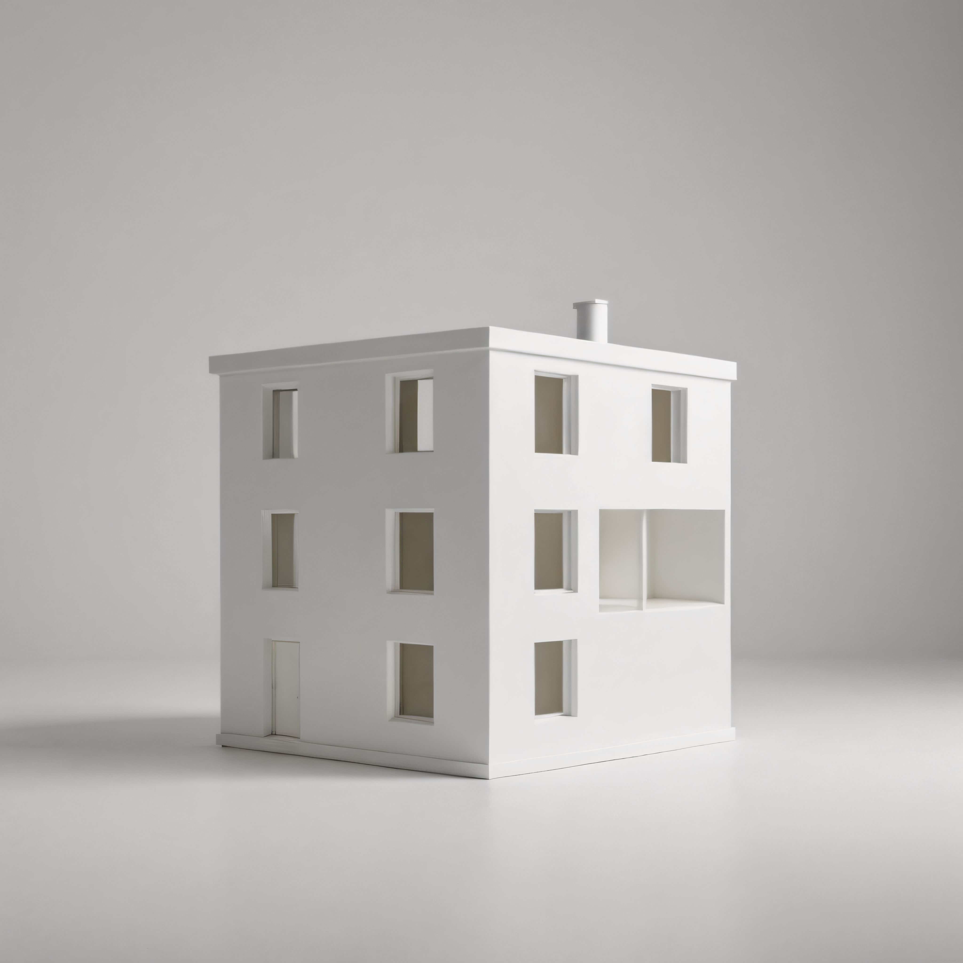 Minimalist Beyaz Bina Maketi: Temiz Çizgilerle Modern Mimari 3D Tasarım