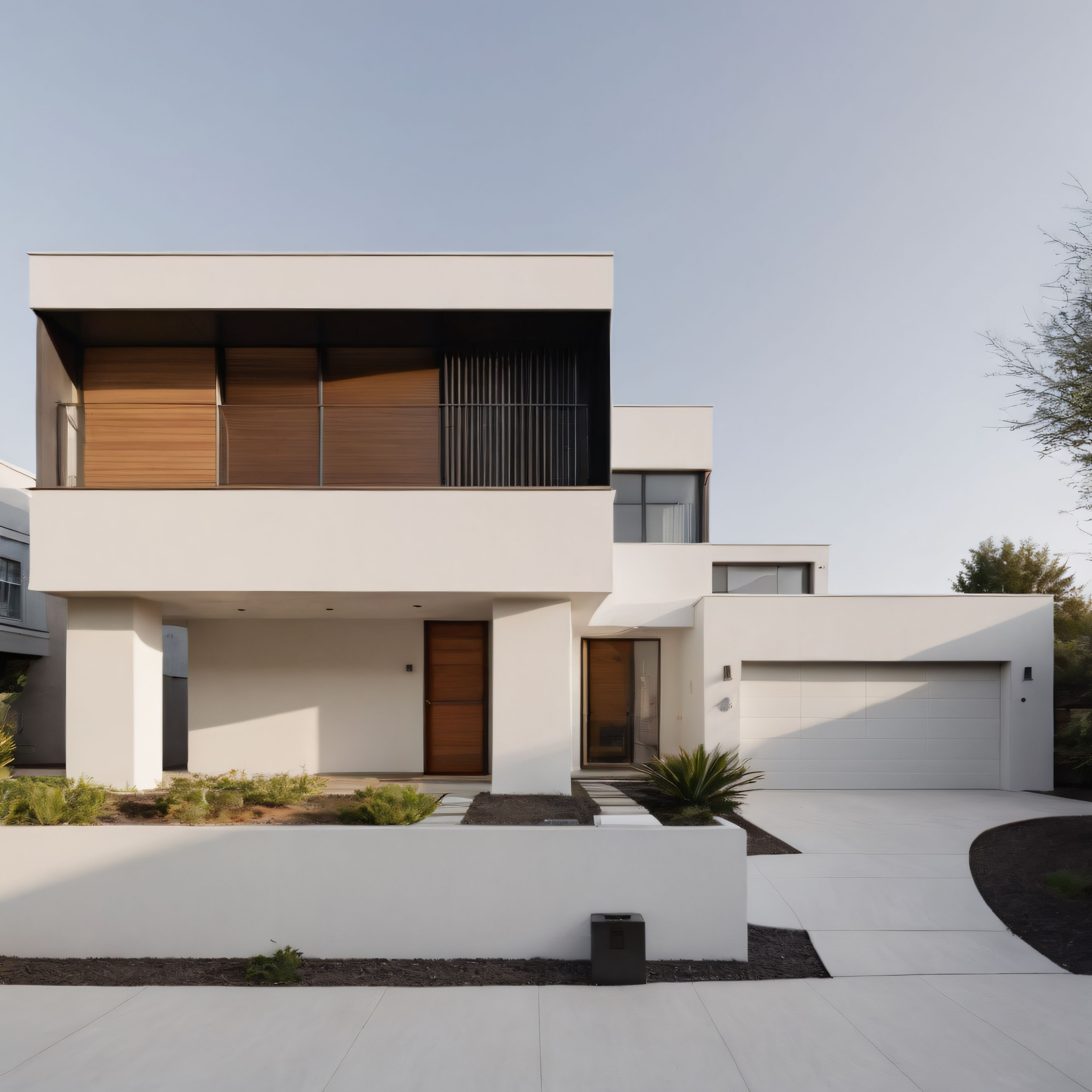 Minimalist beyaz cepheli modern villa tasarımı ve çağdaş konut mimarisi