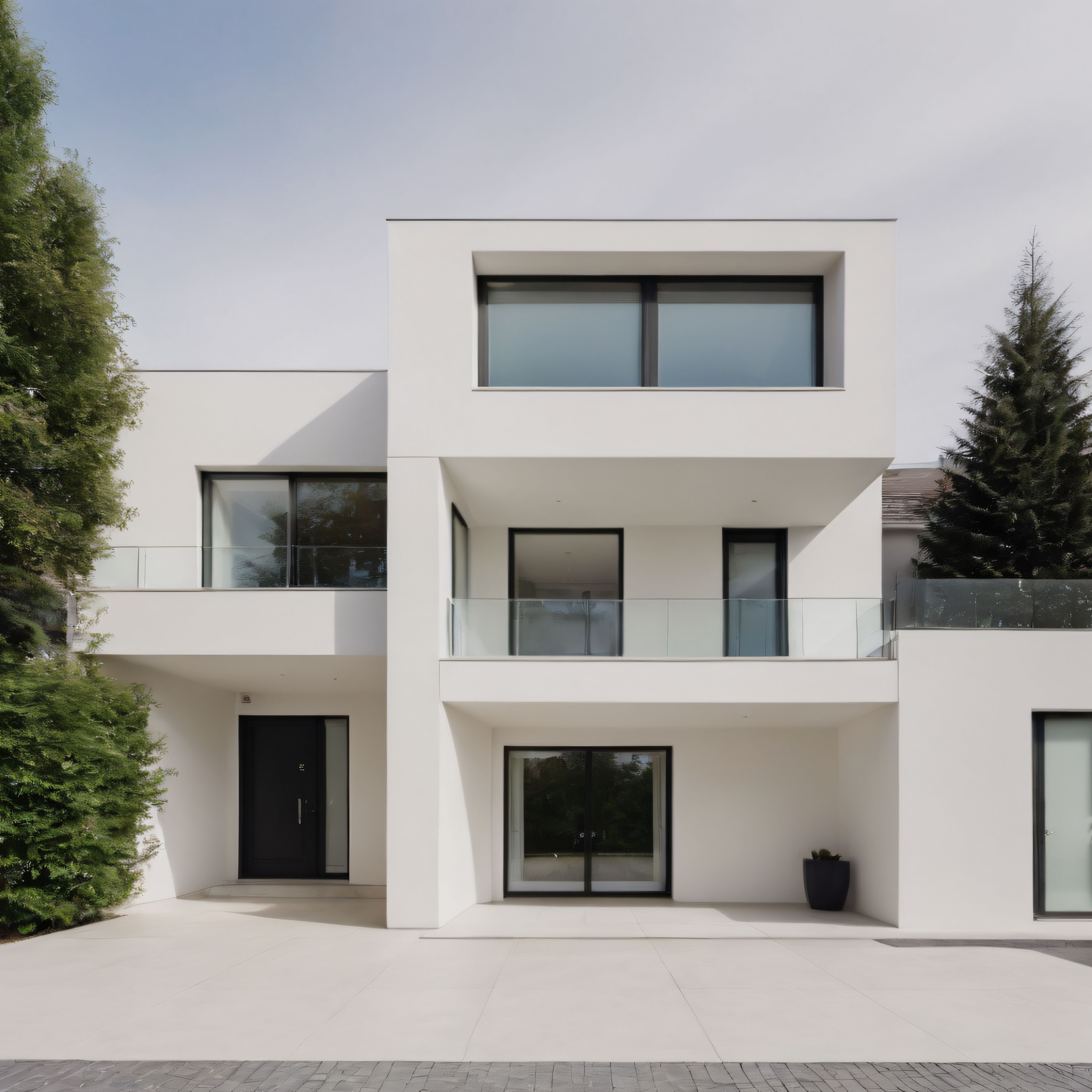 Minimalist Beyaz Cepheli Modern Villa ve Çağdaş Konut Mimari Örneği
