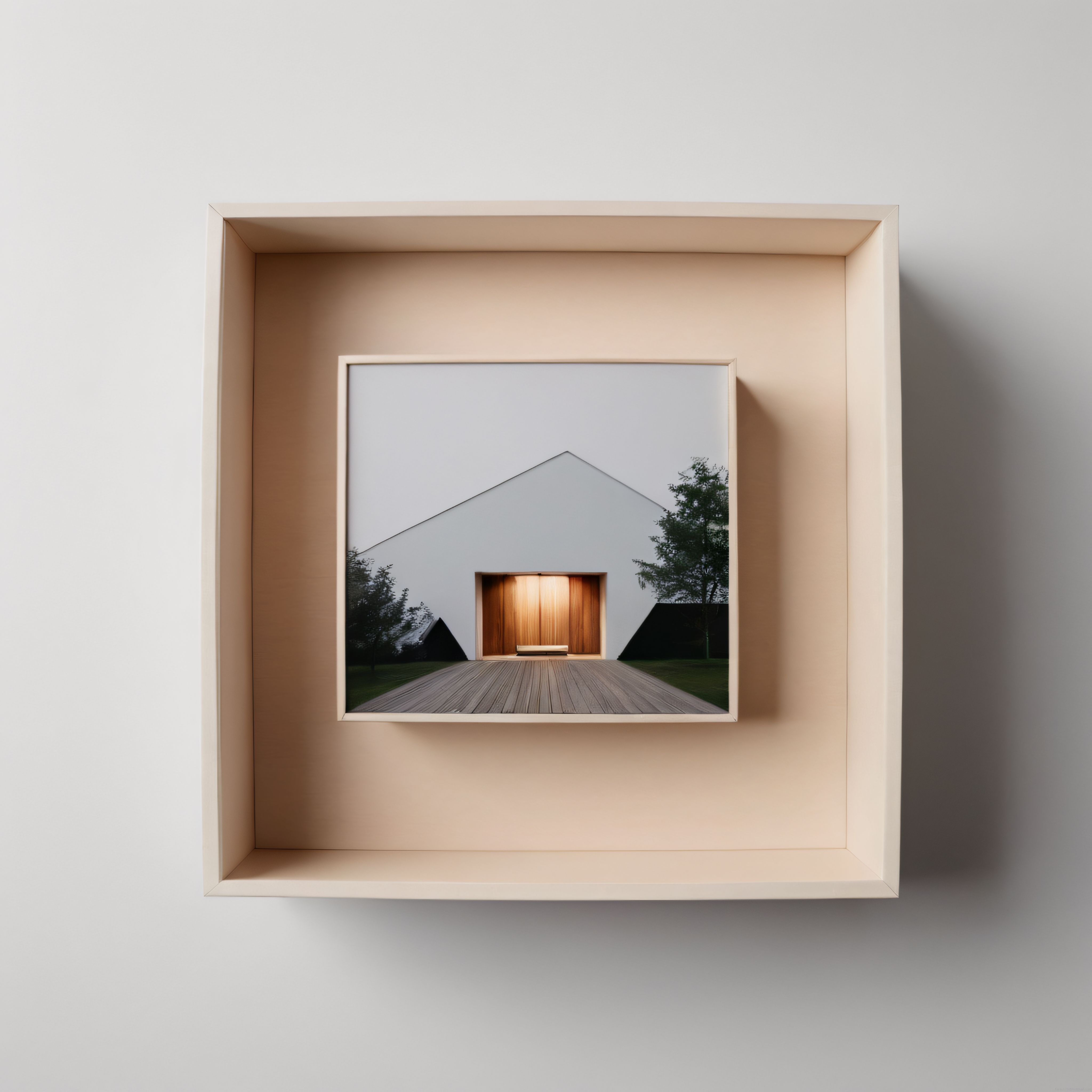 Minimalist Beyaz Çerçeve İçinde Modern Mimari Yapı Fotoğrafı ve Duvar Dekoru