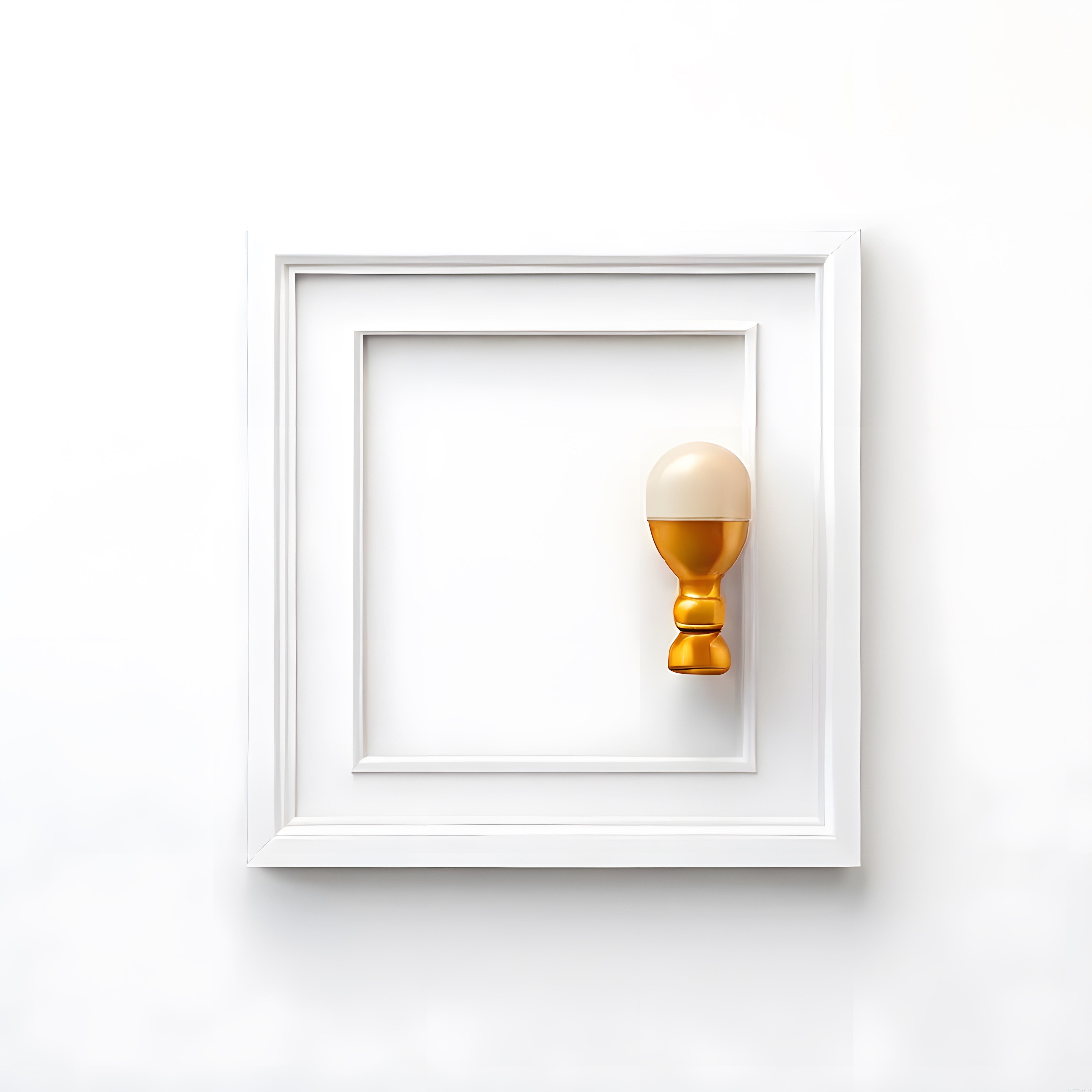 Minimalist beyaz çerçeve içinde şık altın ve beyaz modern duvar aydınlatması