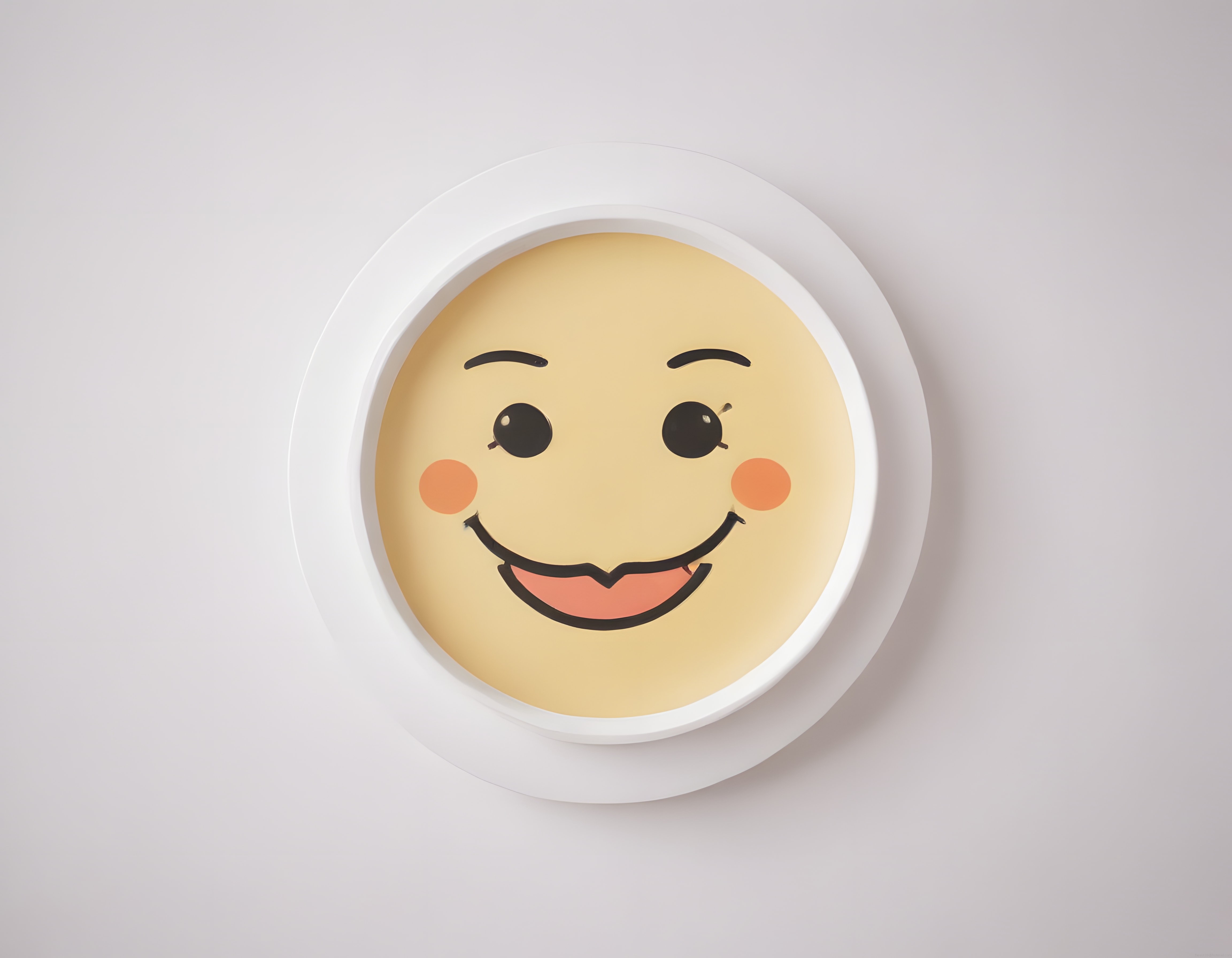 Minimalist Beyaz Çerçevede Sevimli Sarı Gülen Yüz Duvar Dekoru ve Emoji Karakteri