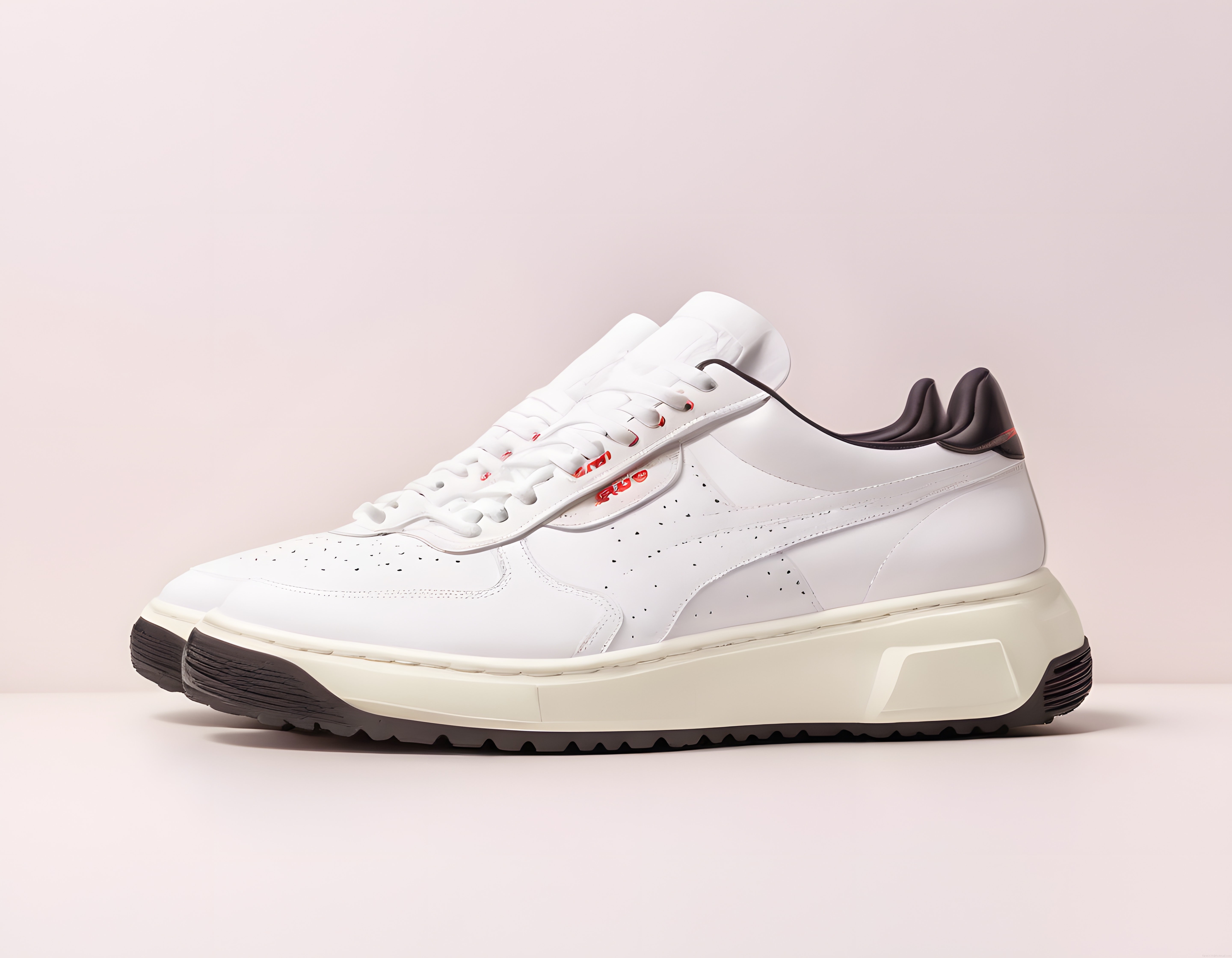Minimalist Beyaz Deri Sneaker: Kalın Tabanlı Modern Spor Ayakkabı Tasarımı