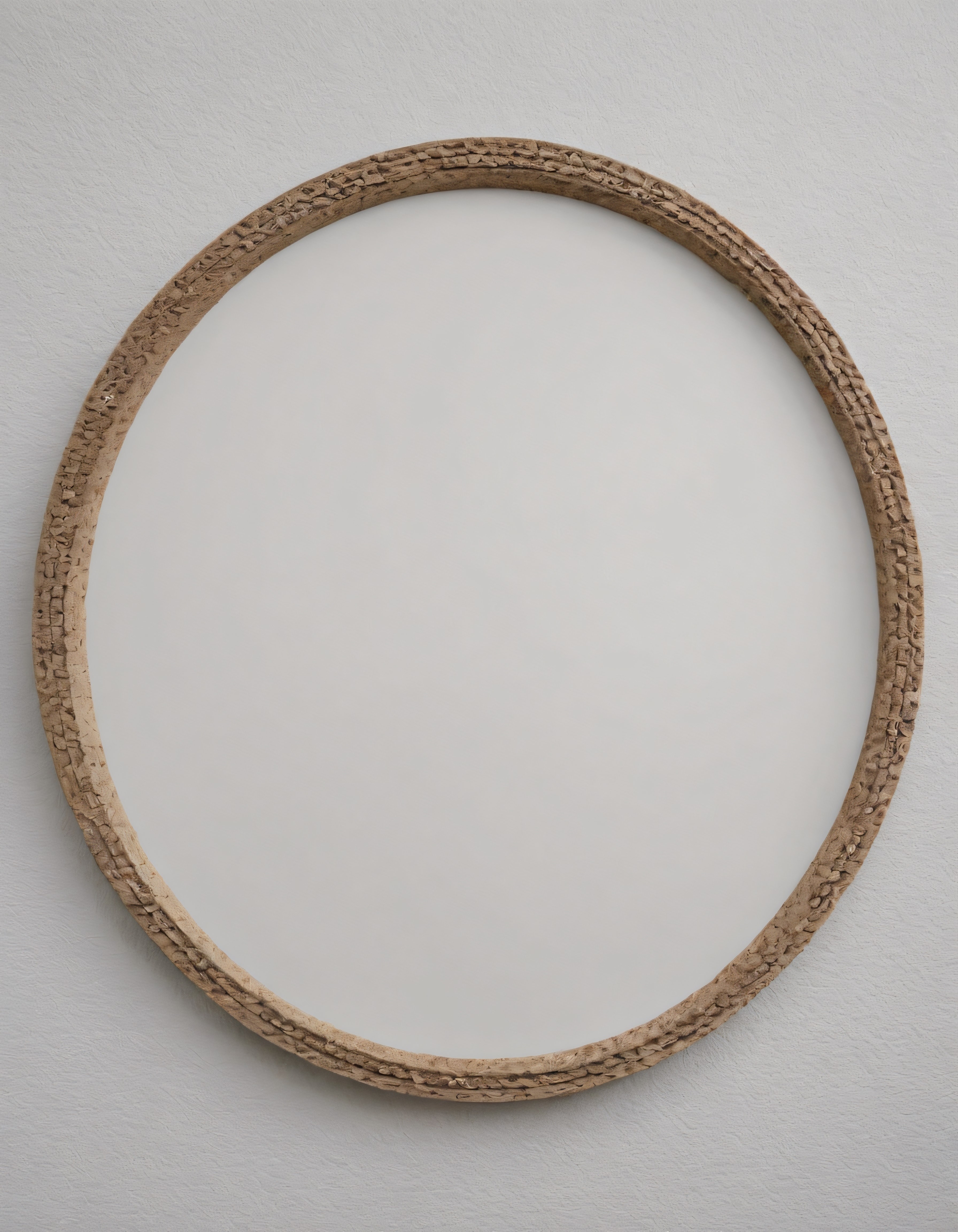 Minimalist Beyaz Duvar Üzerinde Dokulu Oval Taş Çerçeve Dekorasyon