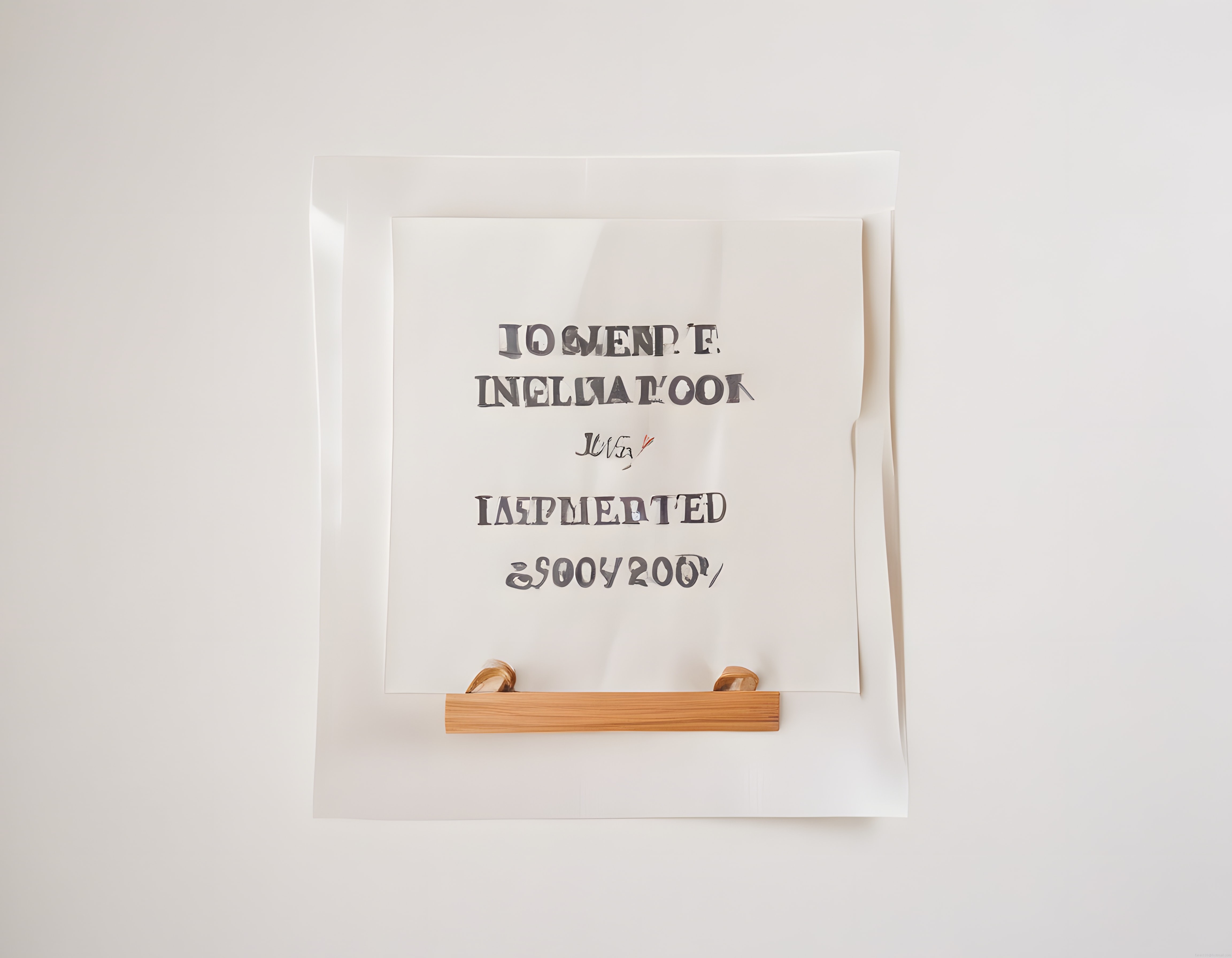 Minimalist Beyaz duvarda Aynalı Tipografik Poster ve Ahşap Raf Detayı