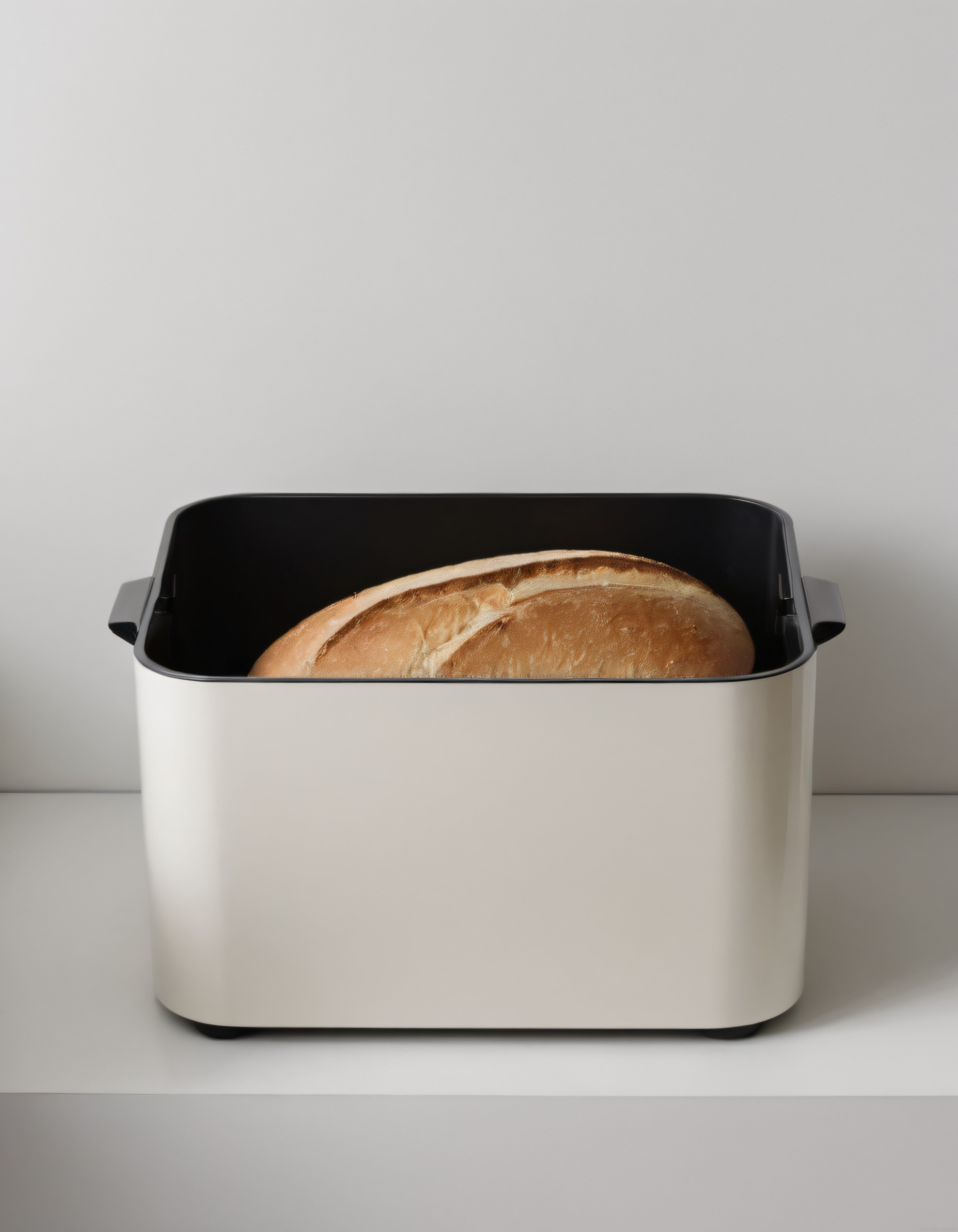 Minimalist Beyaz Ekmek Kutusu İçinde Taze Somun ve Modern Mutfak Dekoru