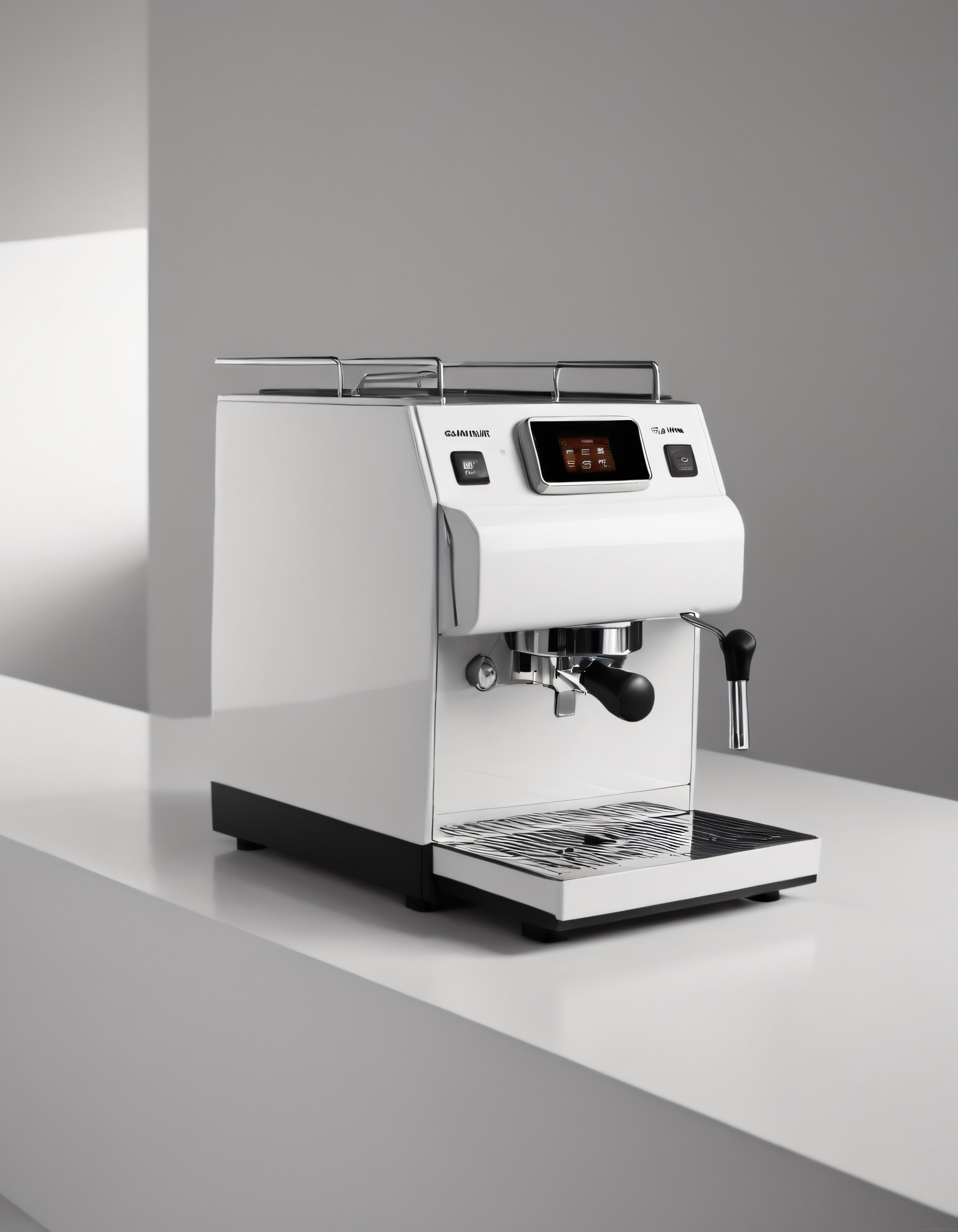 Minimalist Beyaz Espresso Makinesi ile Profesyonel Kahve Hazırlama Sanatı