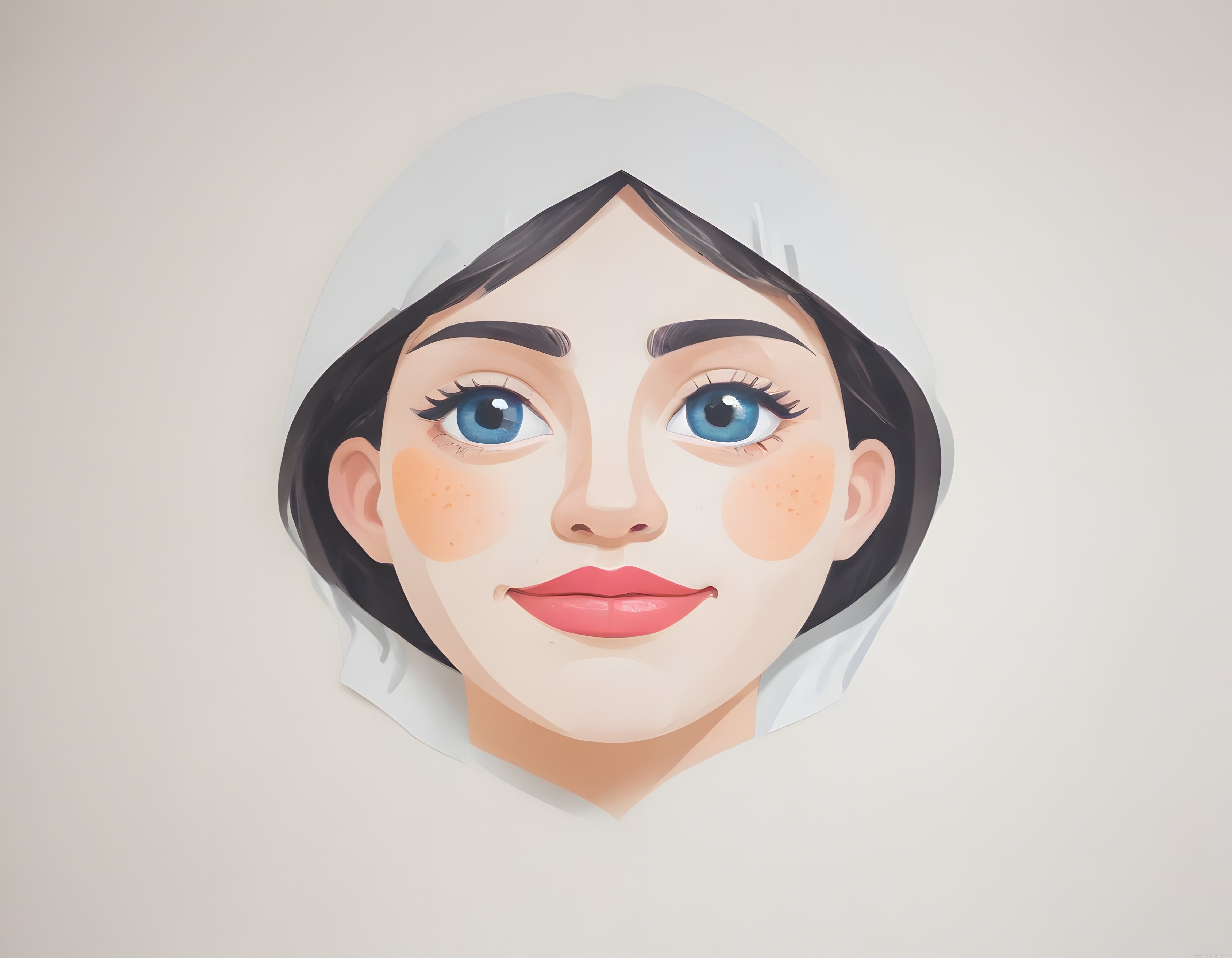 Minimalist Beyaz Fon Üzerinde Kağıt Kesim Tekniğiyle Kadın Portresi