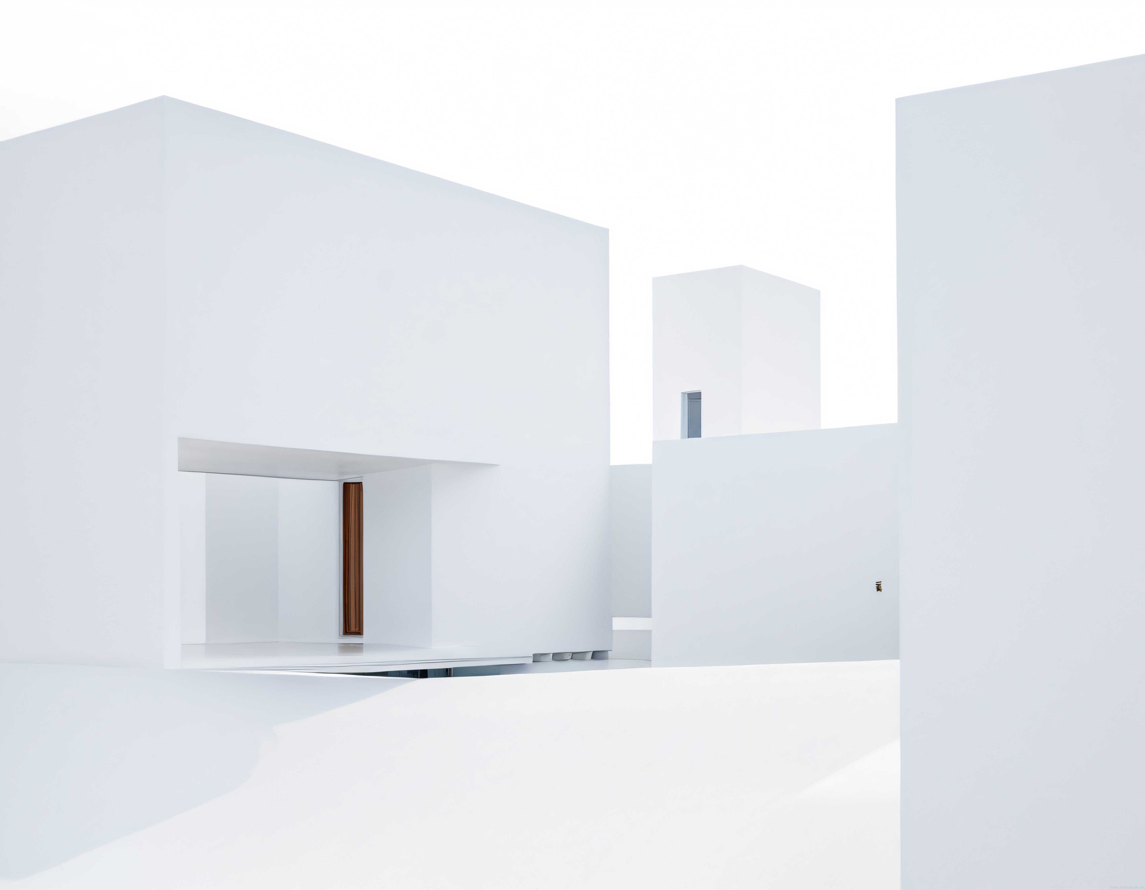 Minimalist Beyaz Geometrik Blokların Oluşturduğu Soyut Modern Mimari