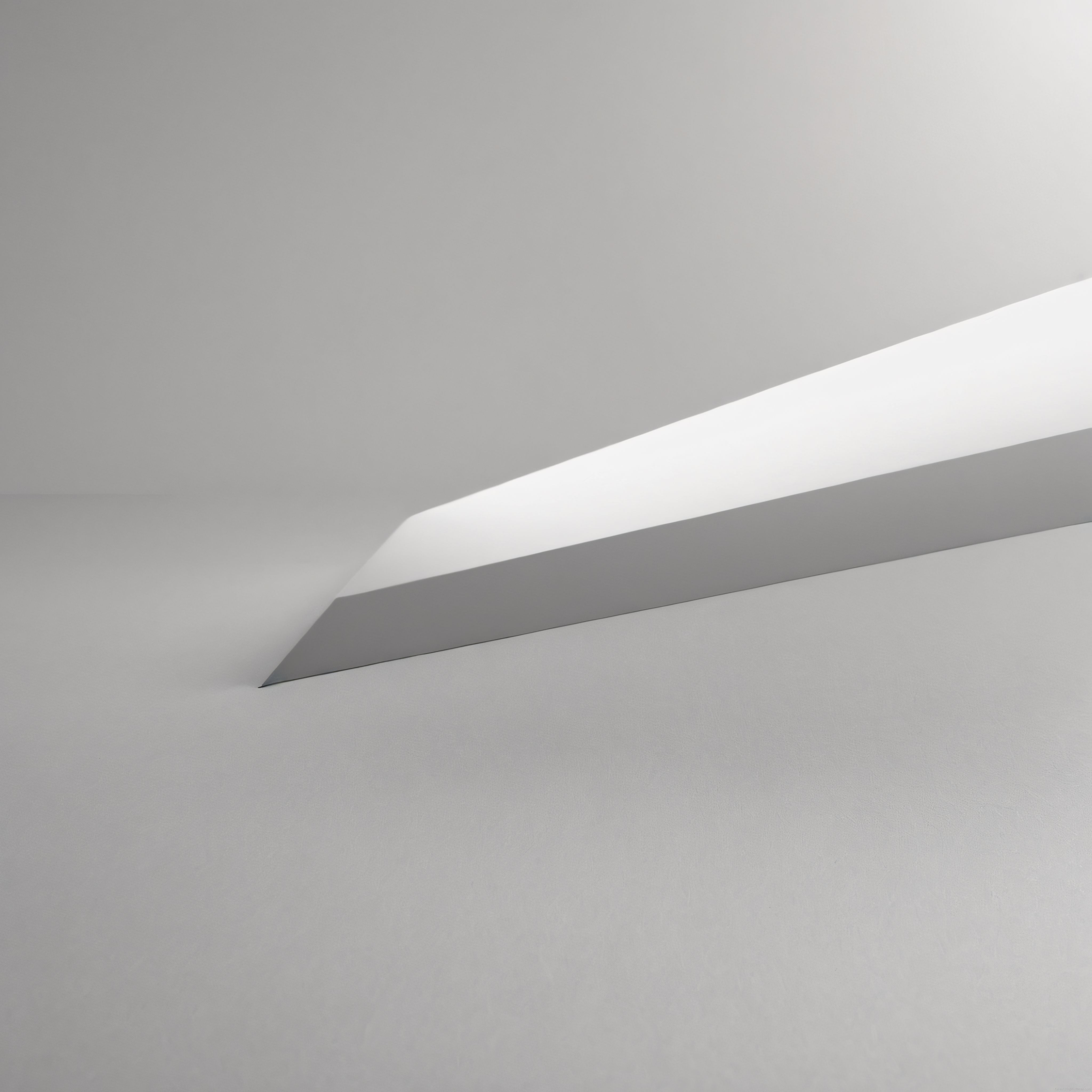 Minimalist Beyaz İç Mekan Detayında Dramatik Geometrik Işık ve Gölge Oyunu