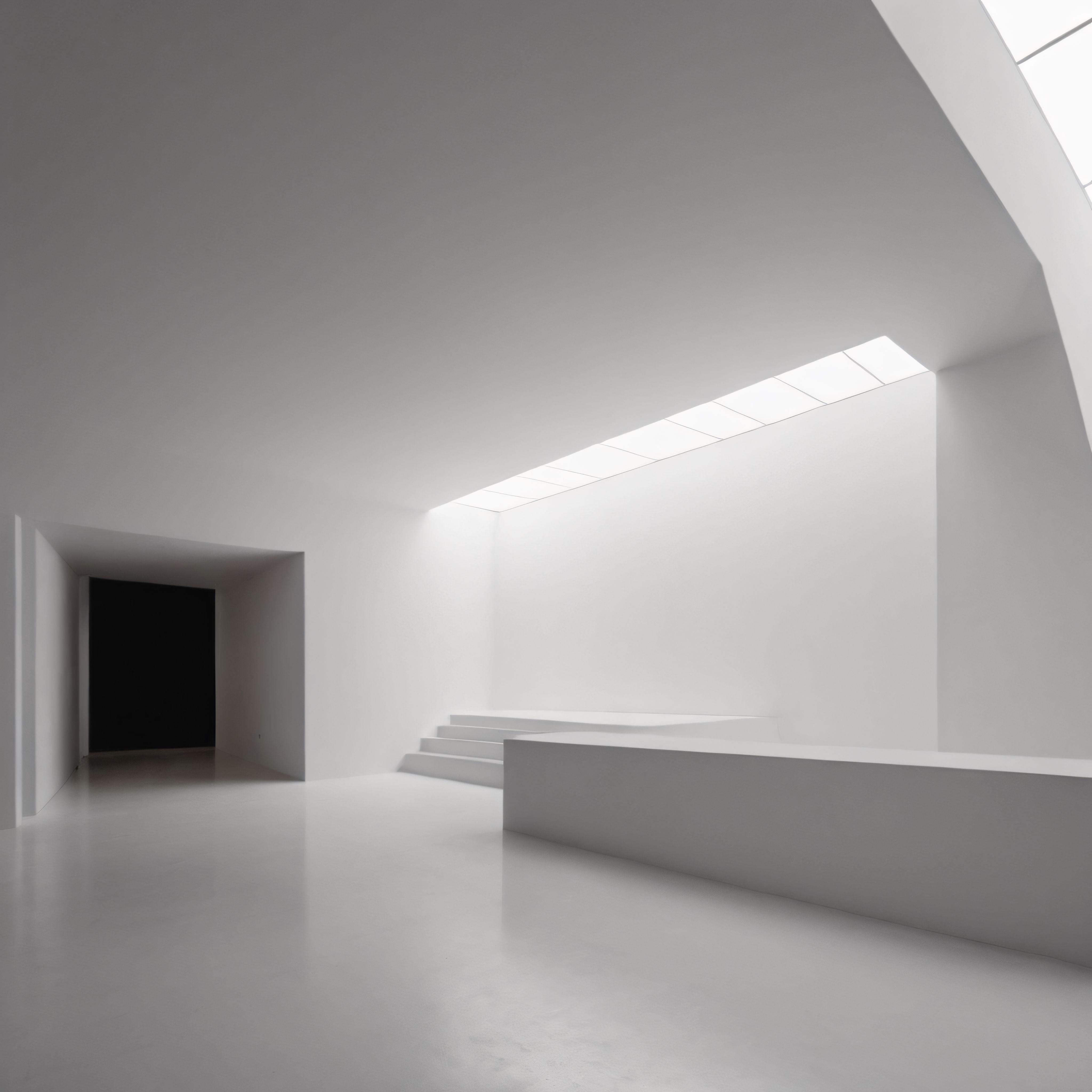 Minimalist Beyaz İç Mekanda Işığın Gölgeyle Yarattığı Soyut Atmosfer