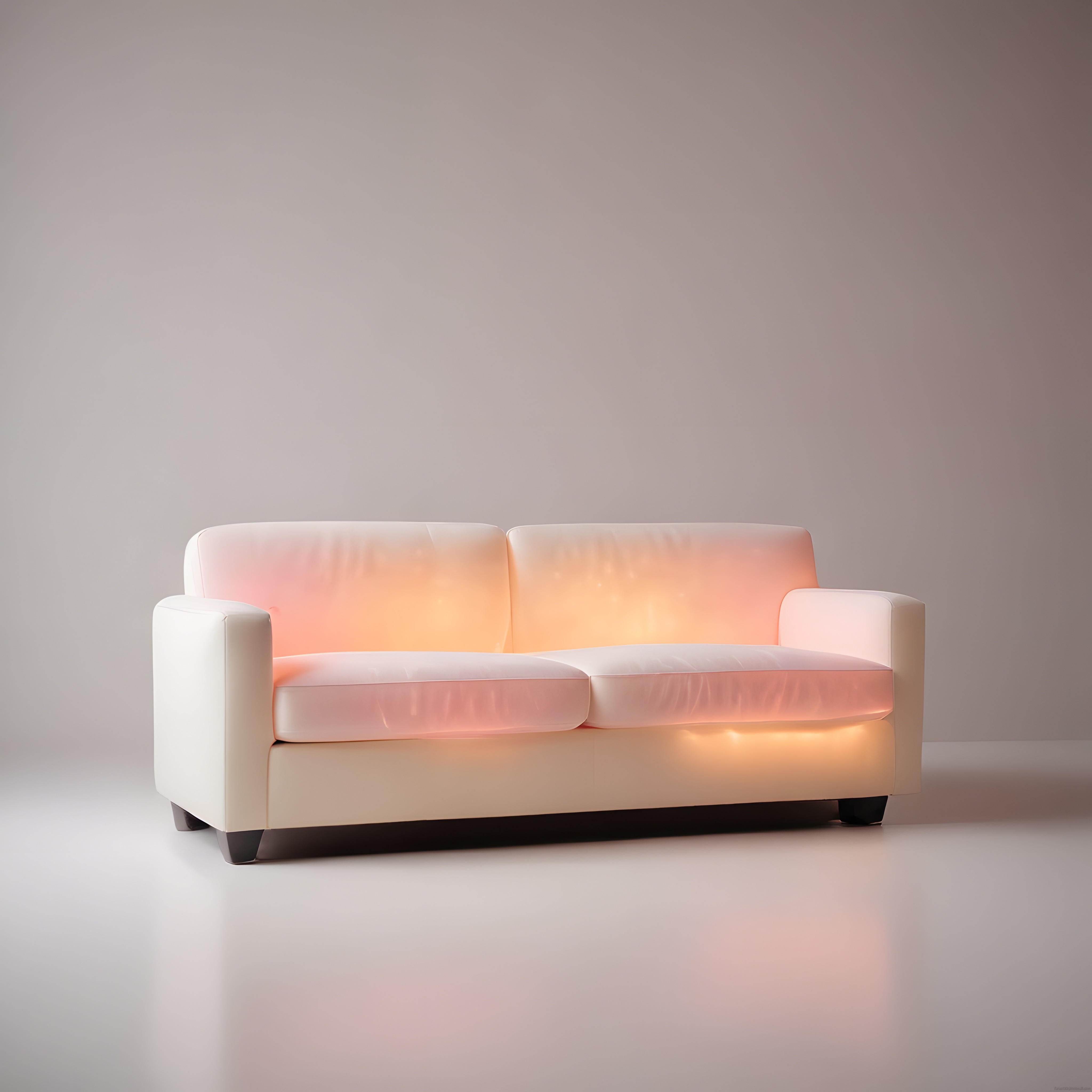 Minimalist Beyaz Kanepe ile Sıcak Işık Efektli Modern Dekorasyon Örneği