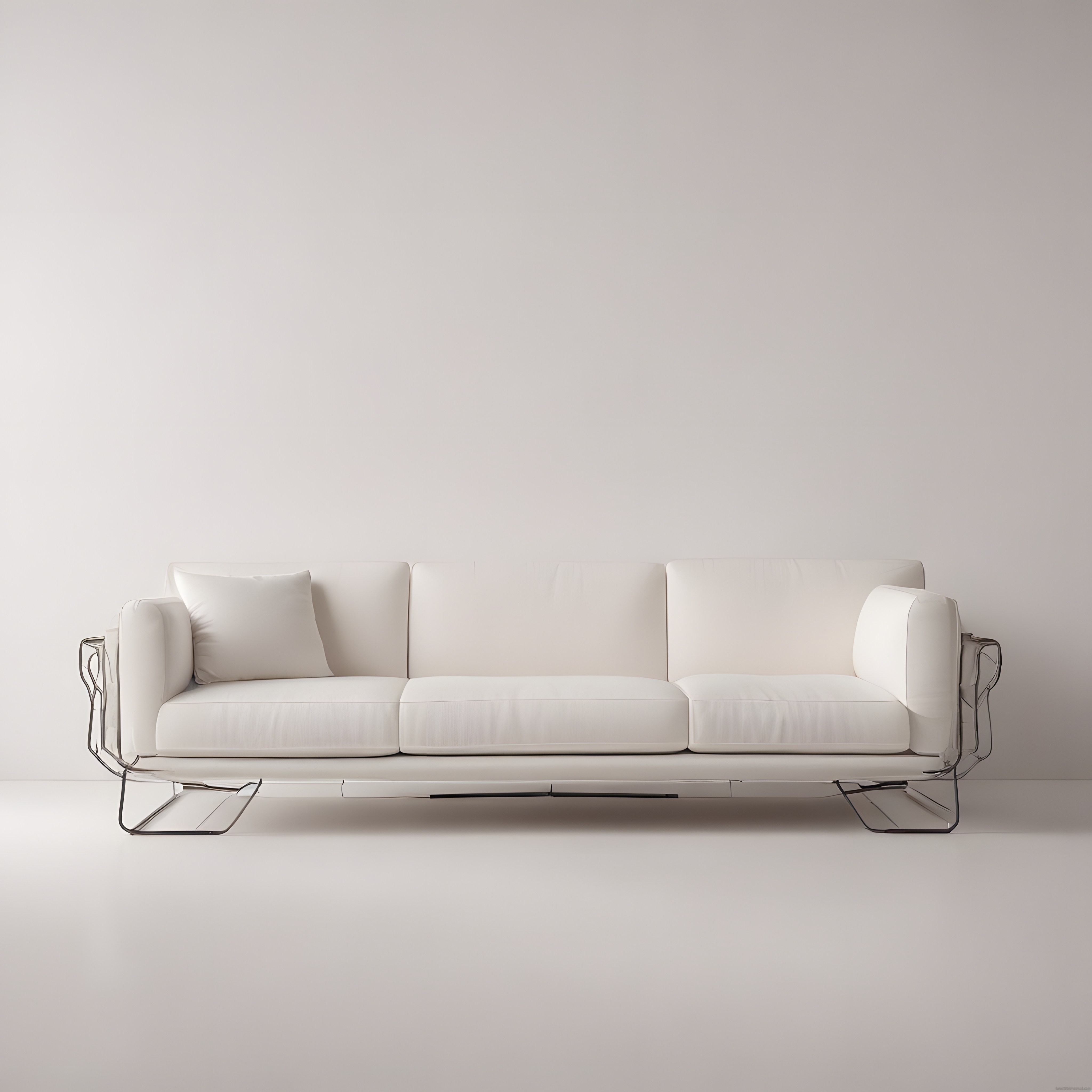 Minimalist Beyaz Kanepe ve Aydınlık Duvar Arka Planı ile Sade İç Mekan