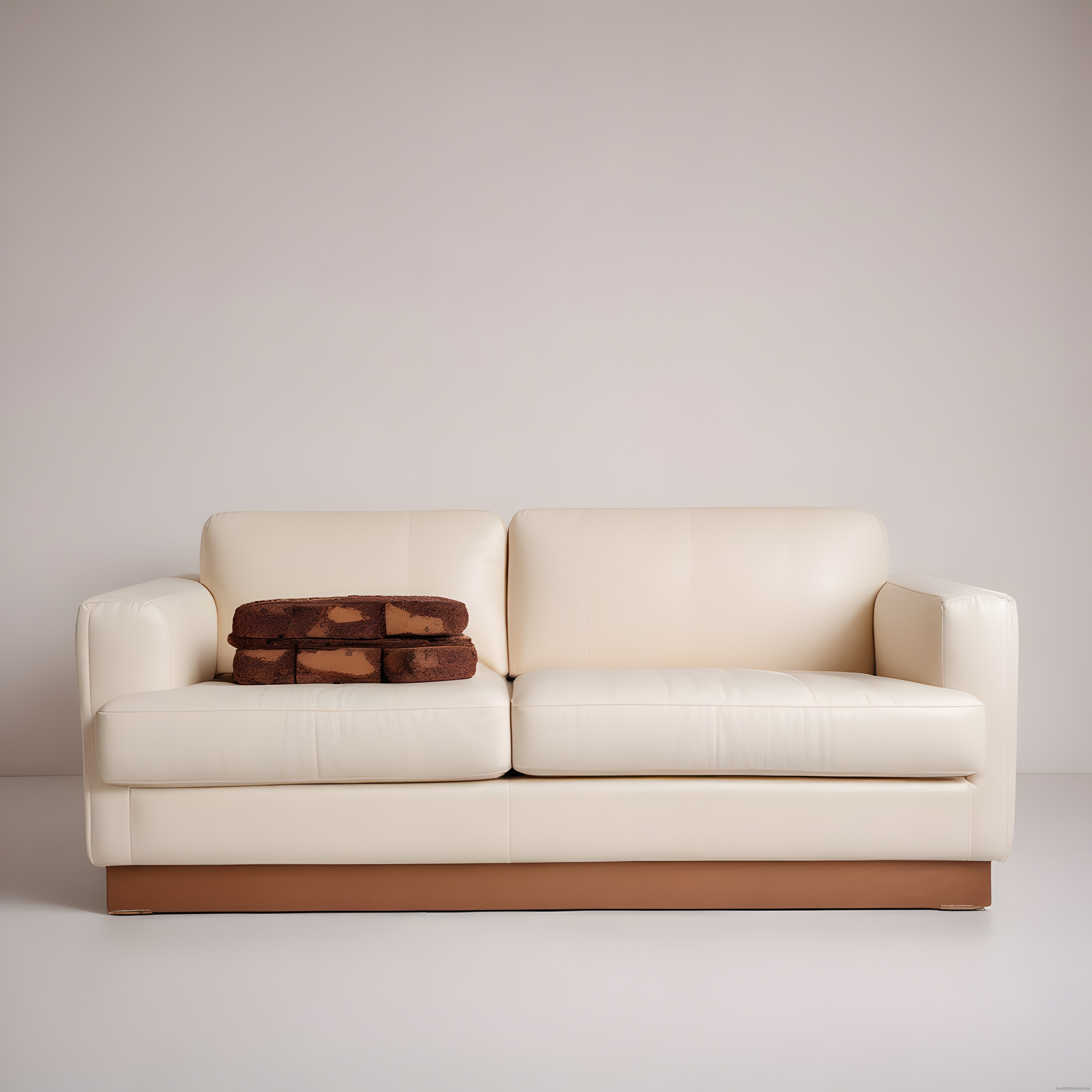 Minimalist Beyaz Kanepe ve Kahverengi Yastık ile Modern Salon Dekoru