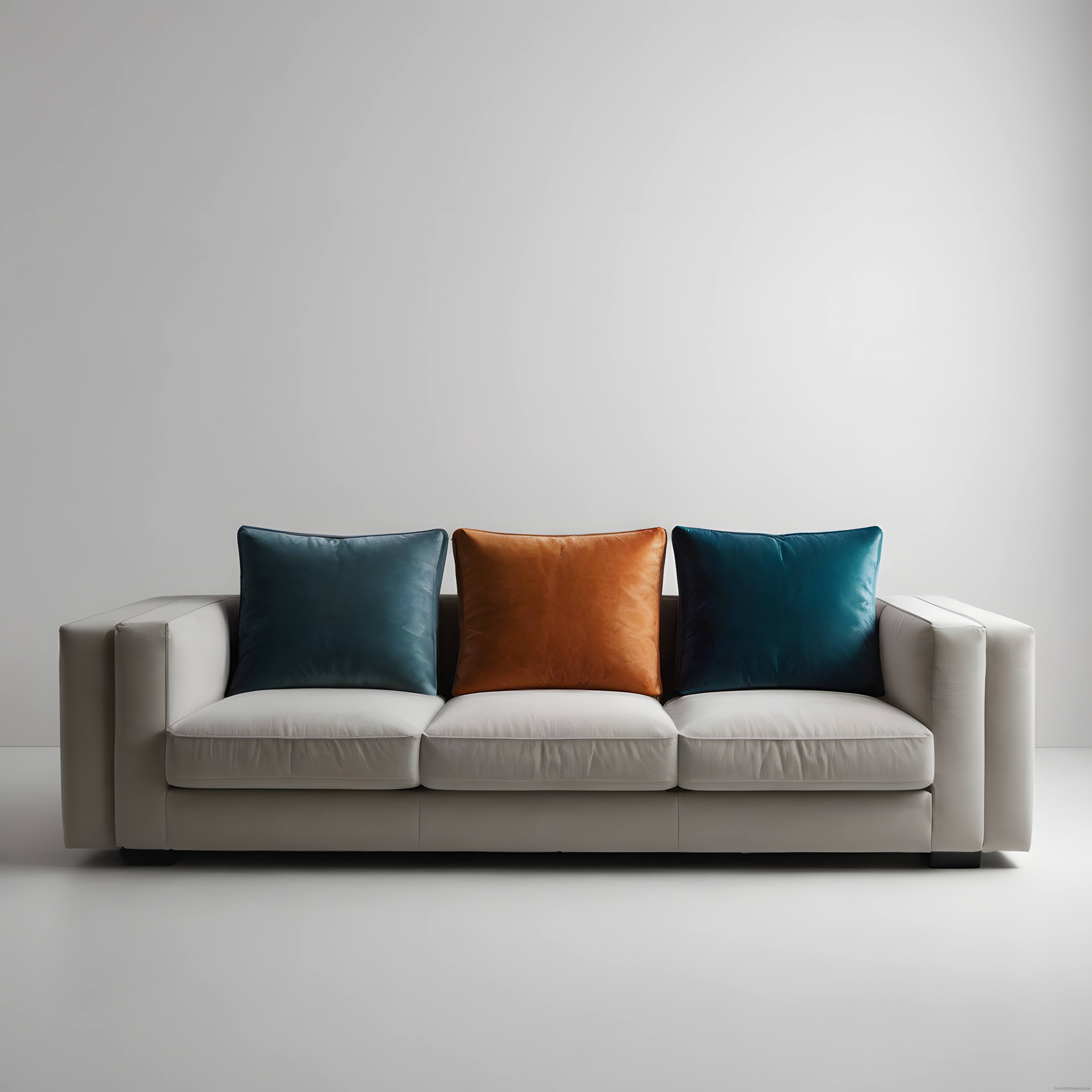 Minimalist Beyaz Kanepe ve Renkli Yastıklarla Modern Salon Dekorasyonu