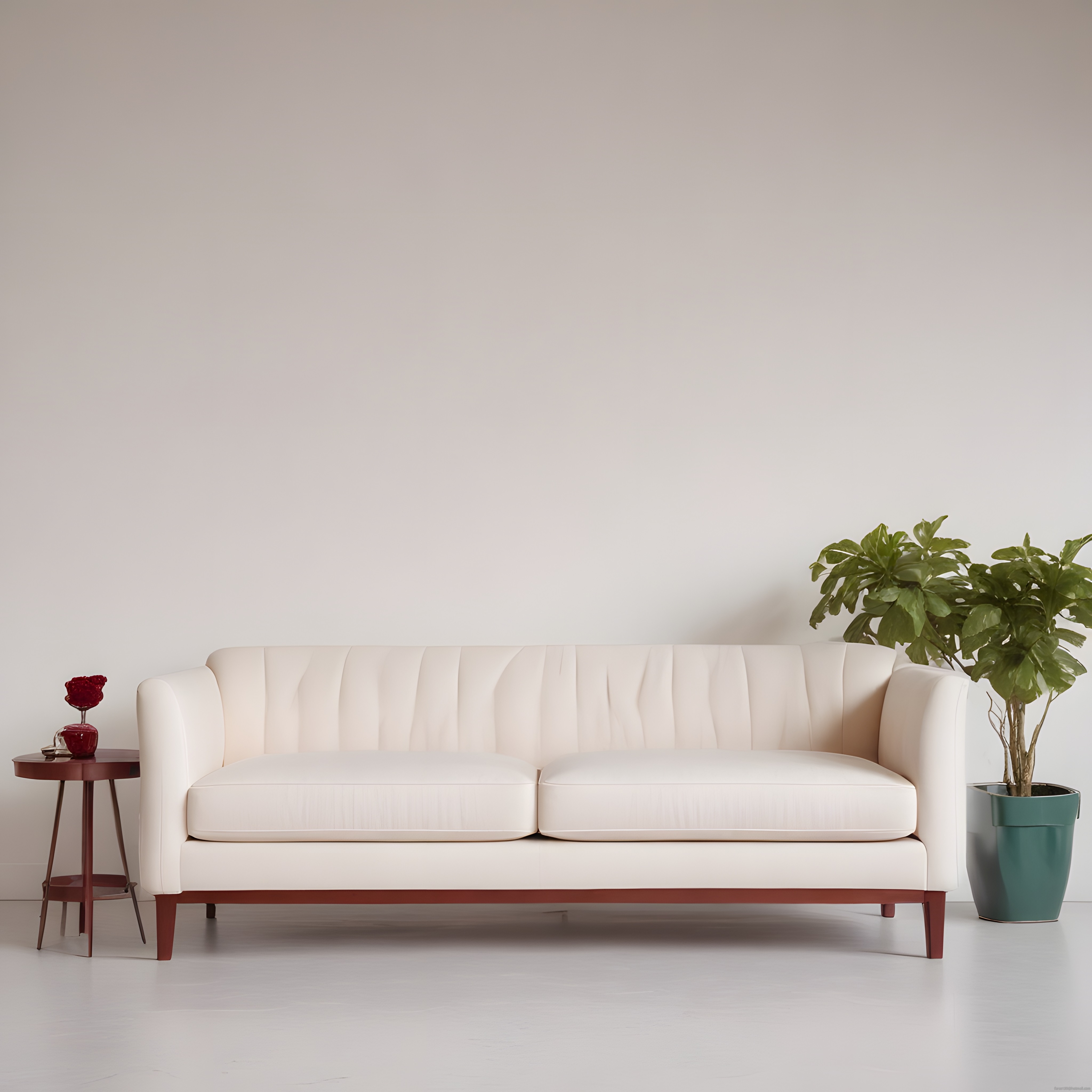 Minimalist Beyaz Koltuk ve Boş Duvar ile Modern Oturma Odası Dekorasyonu