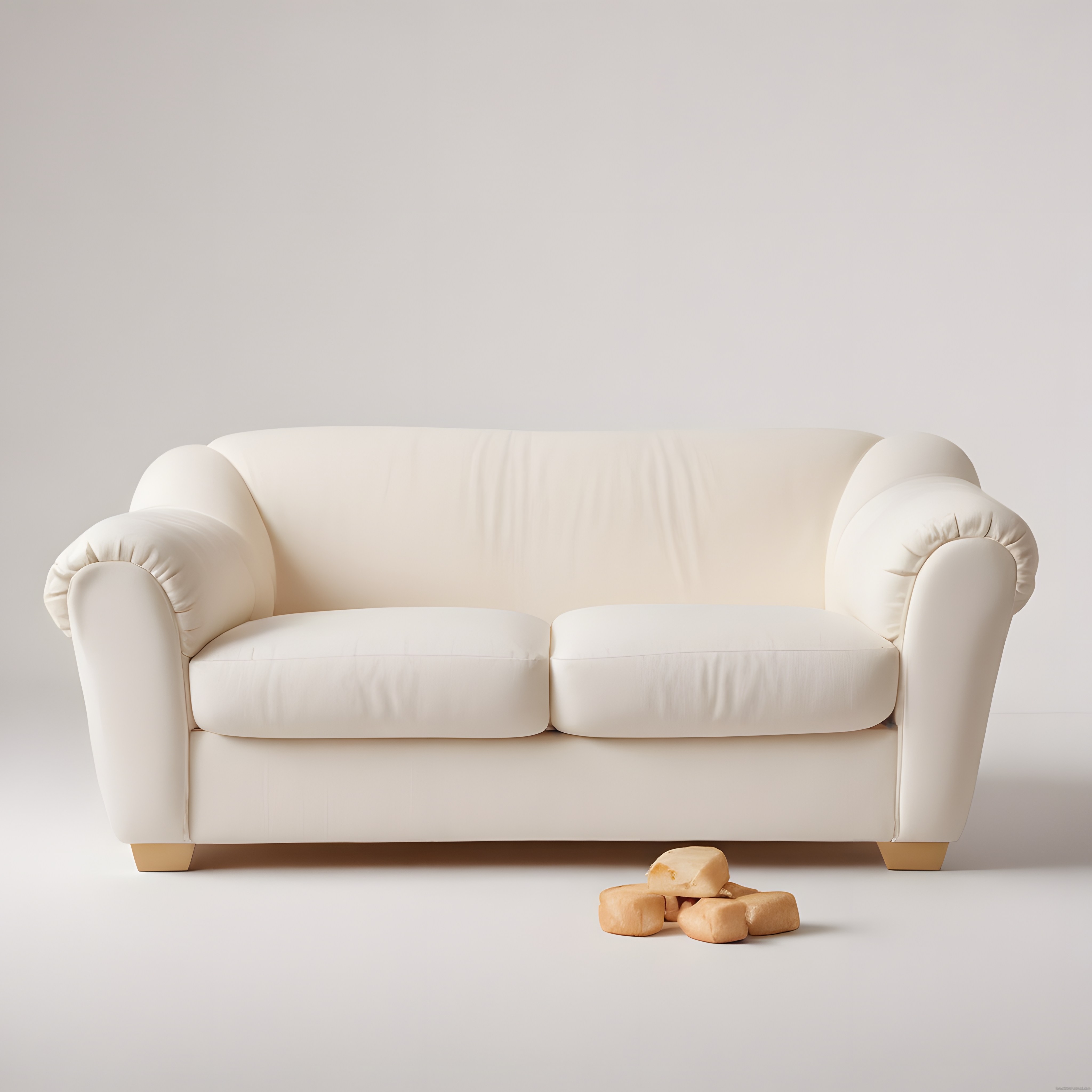 Minimalist Beyaz Koltuk ve Dekoratif Ekmek Detayıyla Stüdyo Konsepti