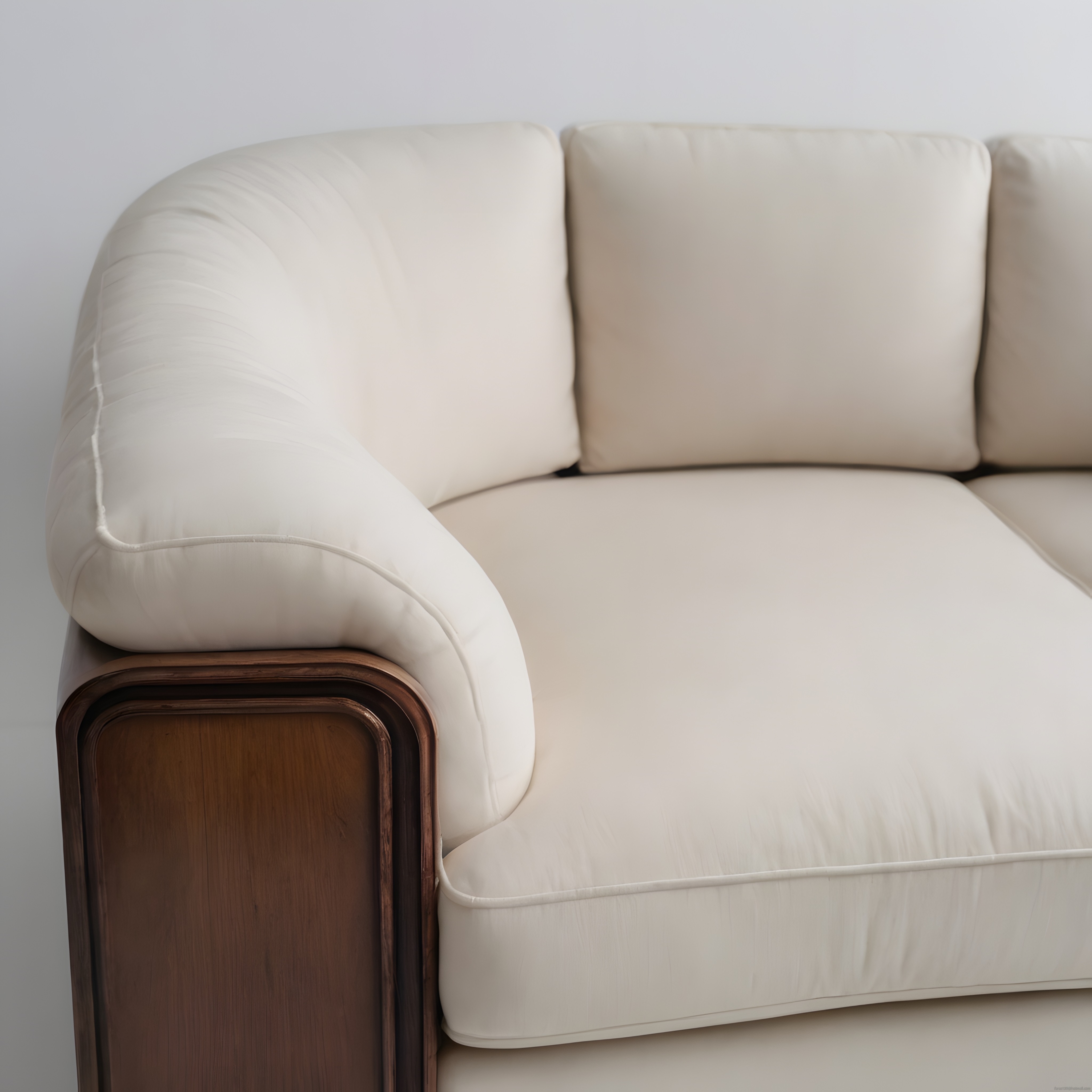Minimalist Beyaz Köşe Koltuk ve Ahşap Detaylı Modern Oturma Odası