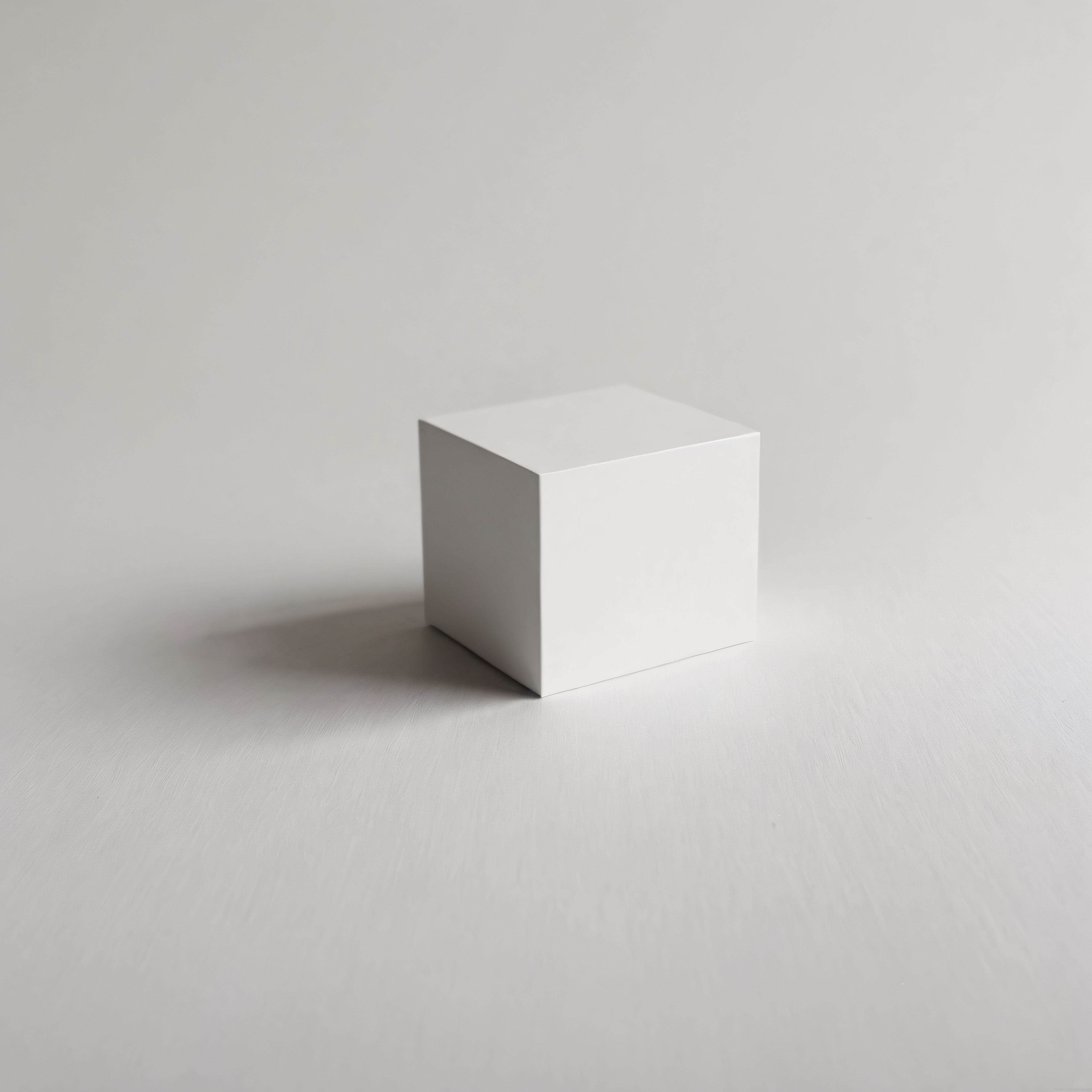 Minimalist Beyaz Küp ve Yumuşak Gölge Efektli Soyut 3D Dijital Sanat