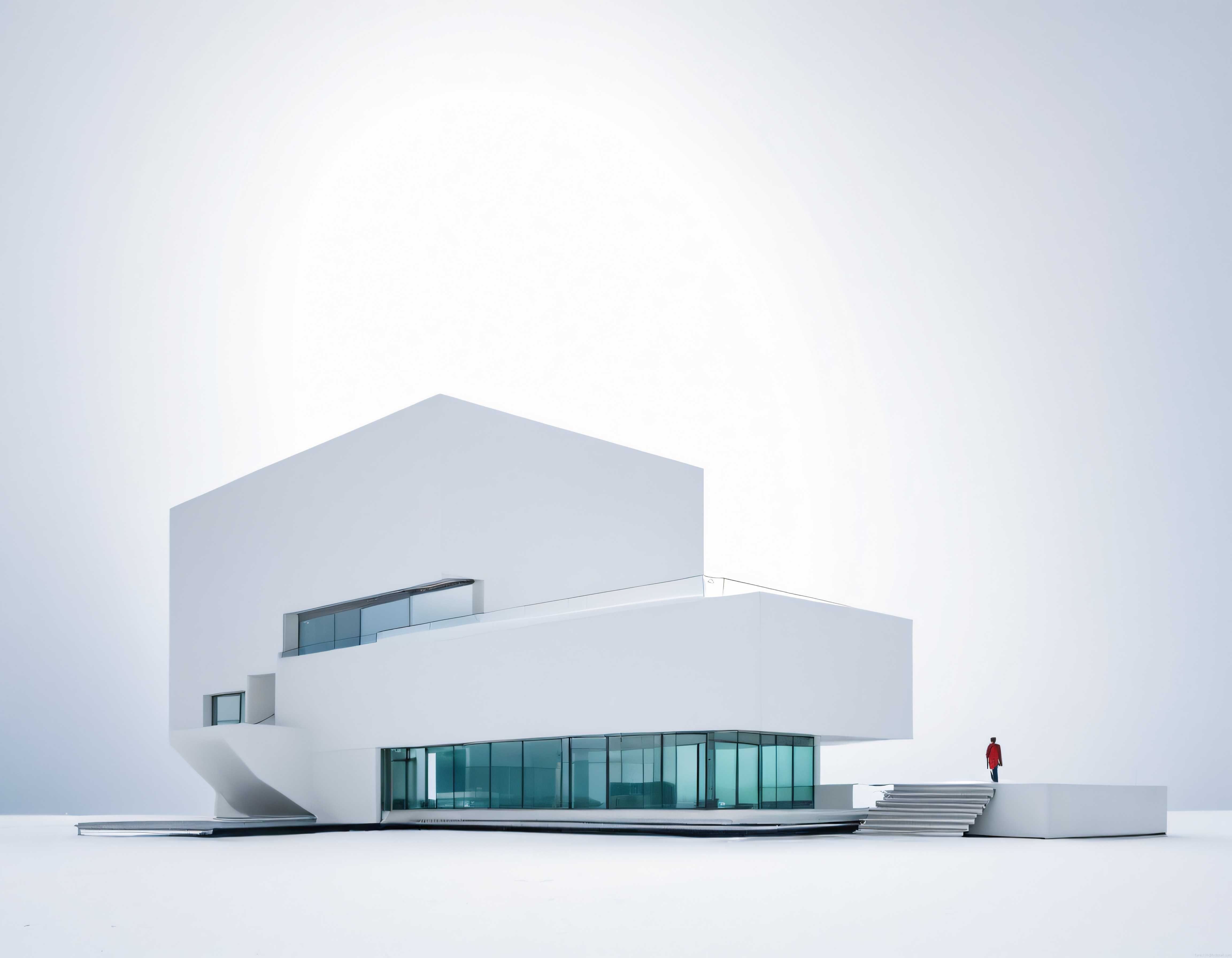 Minimalist Beyaz Mimari: Geometrik Çizgiler ve İnsan Ölçeğinde Sanat