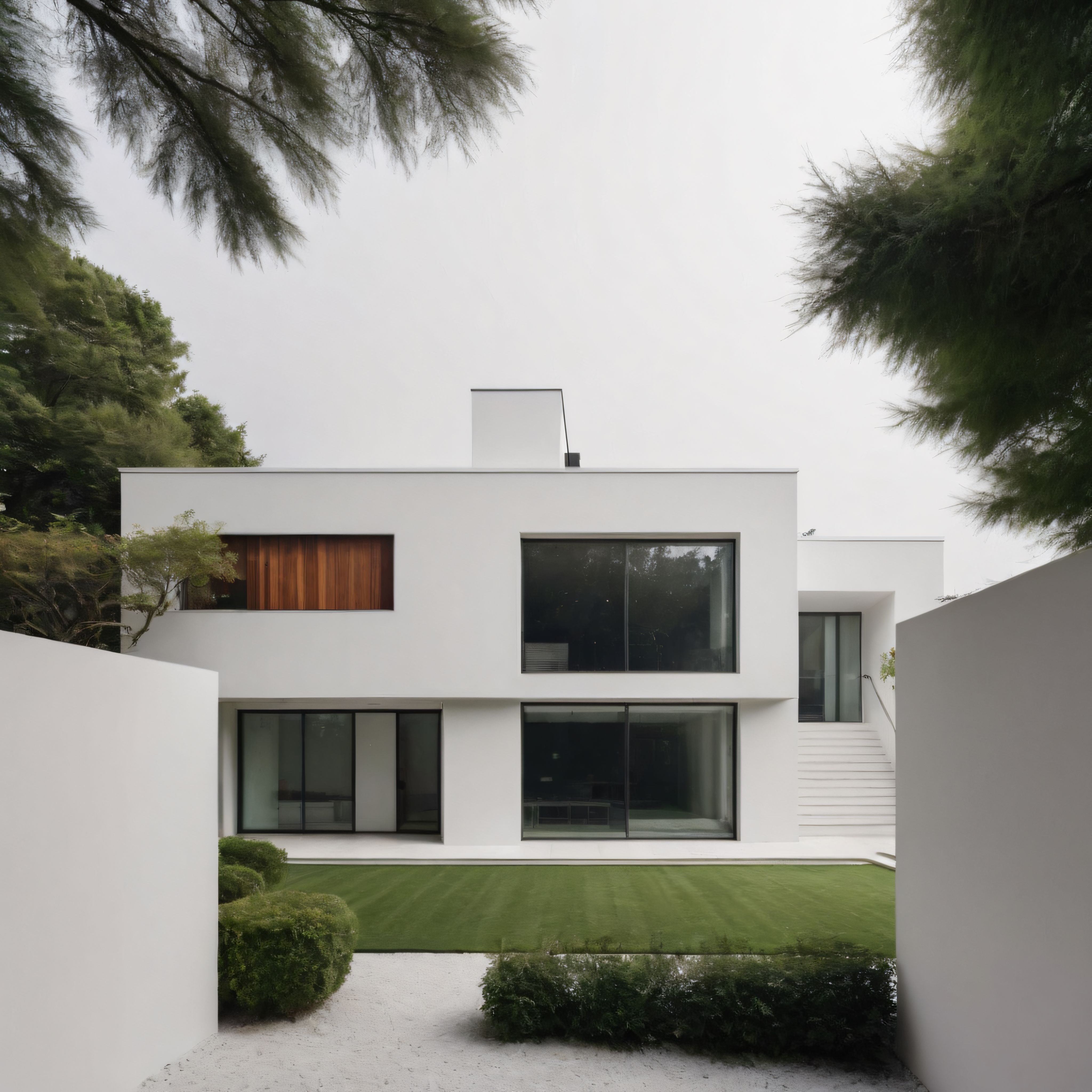 Minimalist Beyaz Modern Villa ve Zen Bahçesi ile Huzurlu Yaşam Alanı