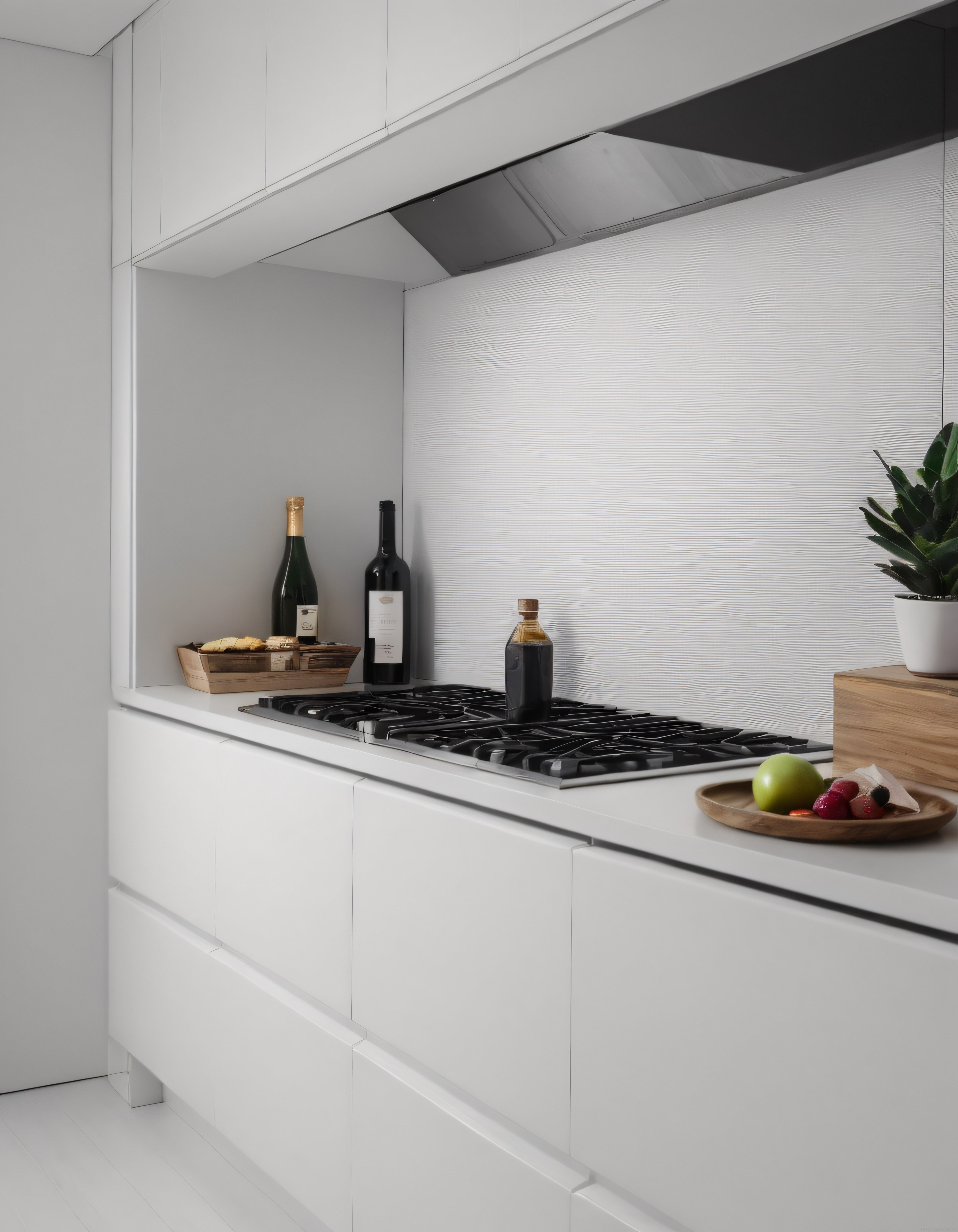 Minimalist beyaz mutfak köşesi modern tasarım ve fonksiyonel detaylarla