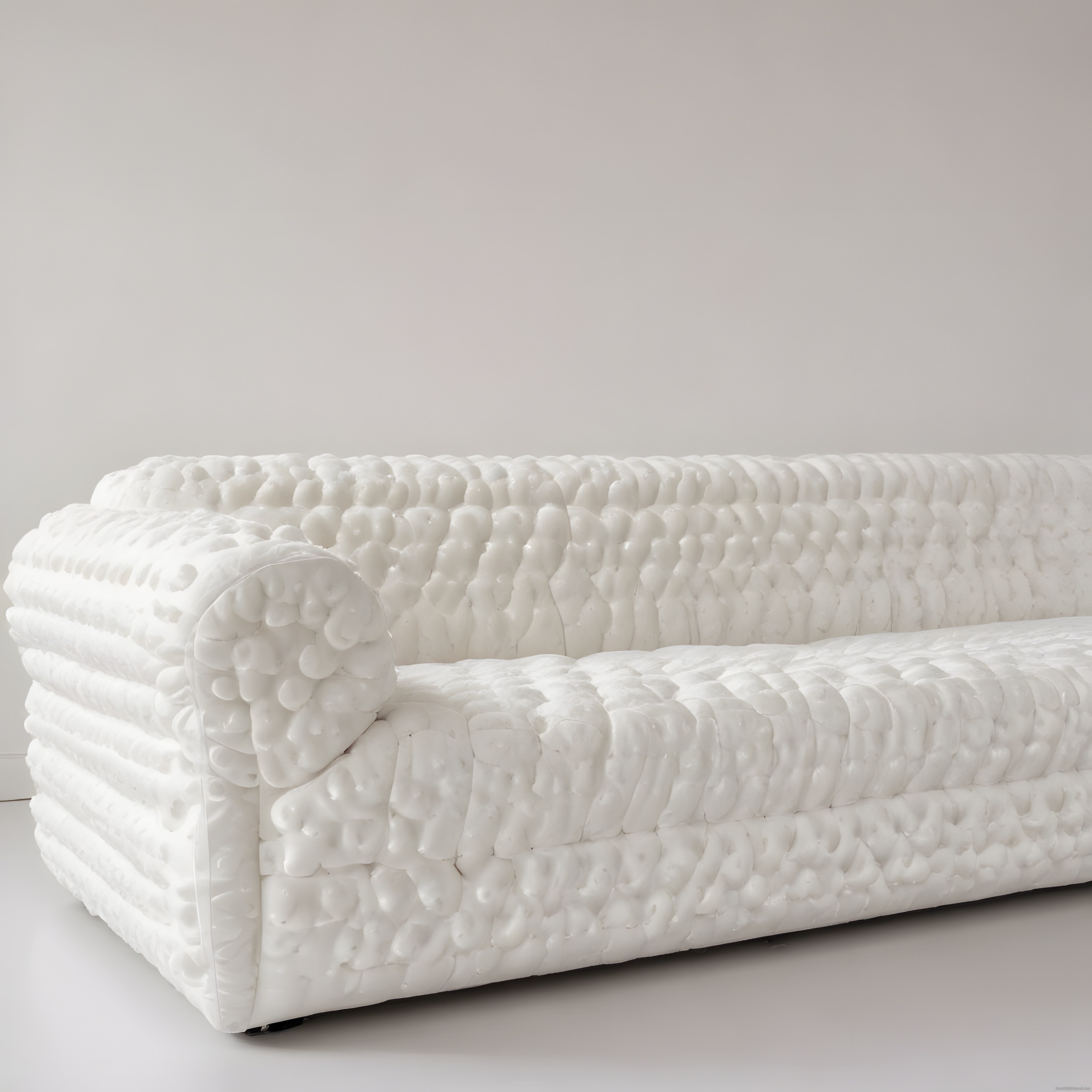 Minimalist Beyaz Örgü Dokulu Kanepe ve Çağdaş İç Mekan Tasarımı