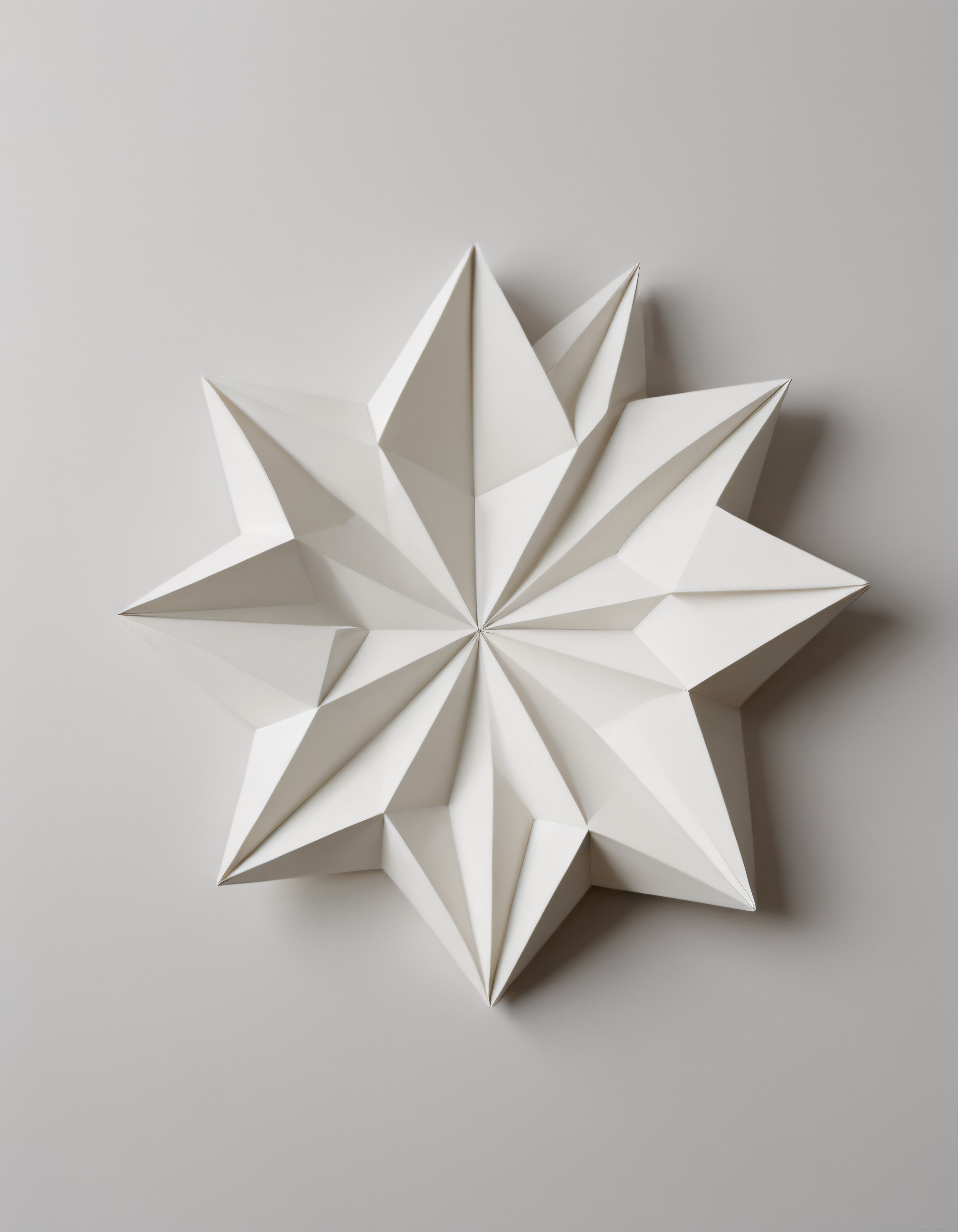 Minimalist Beyaz Origami Yıldız Kağıt Katlama Sanatı Dekorasyon Çalışması