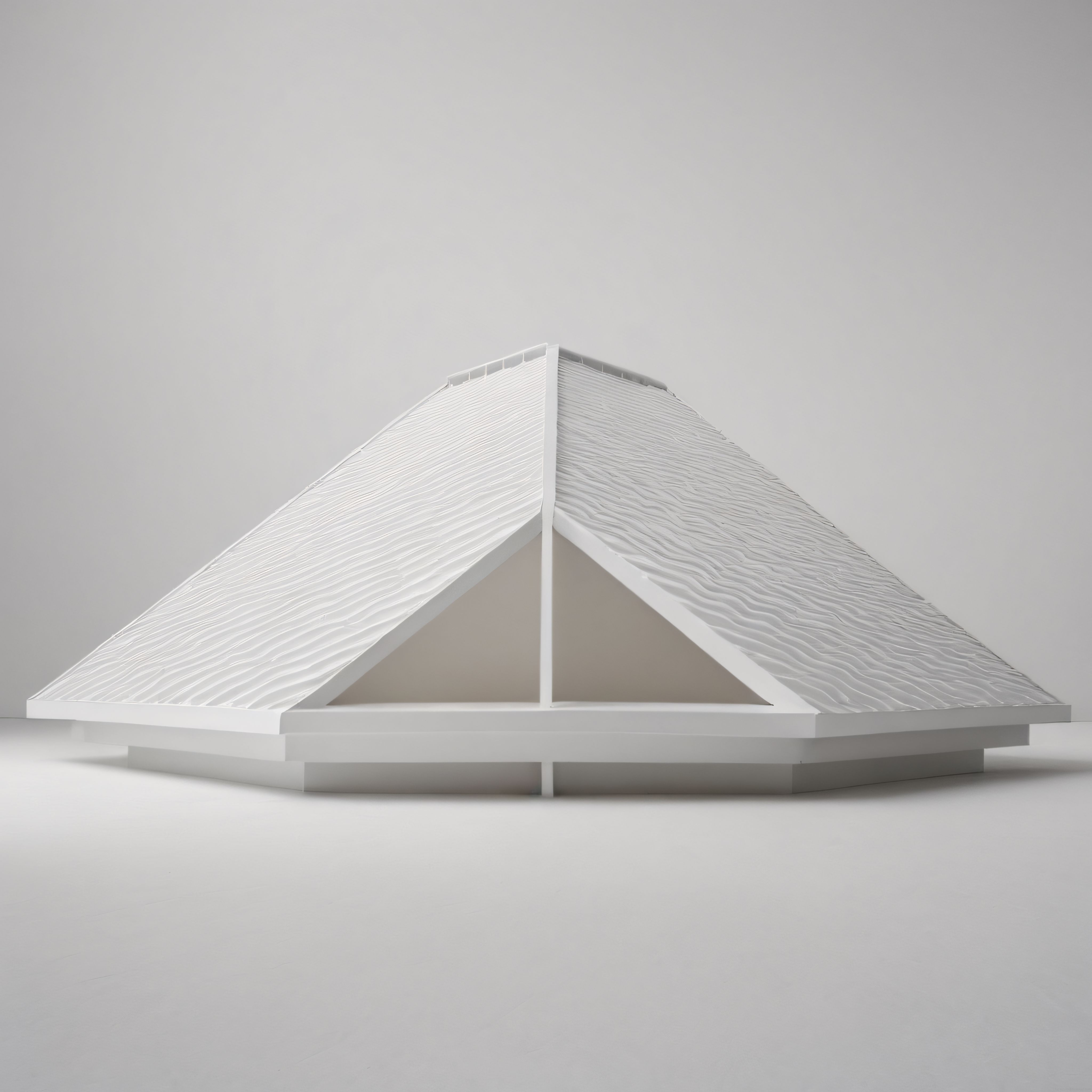 Minimalist Beyaz Piramit Formunda Modern Mimari Model ve 3D Render Tasarım