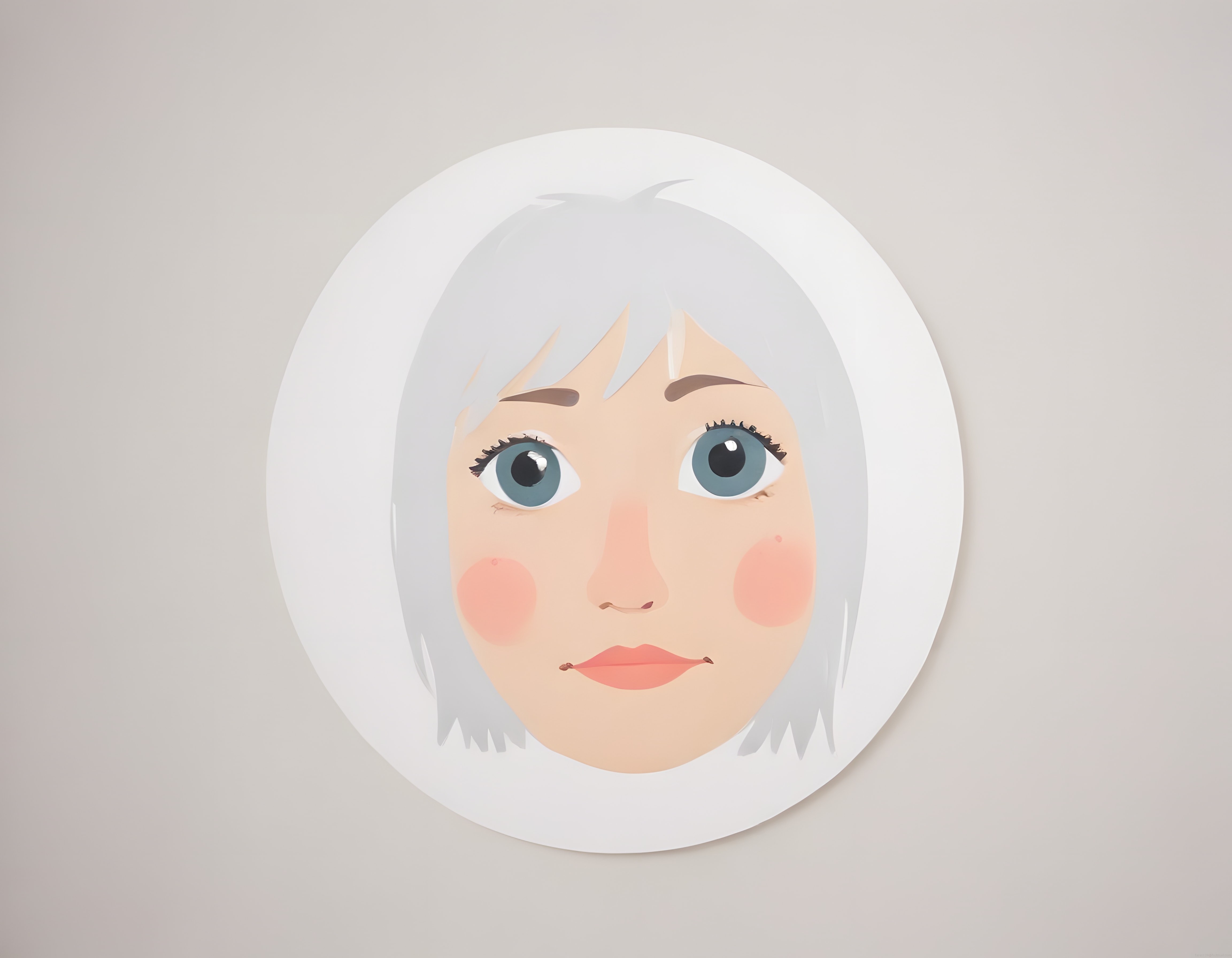 Minimalist Beyaz Saçlı Mavi Gözlü Anime Kız Sticker Tasarımı