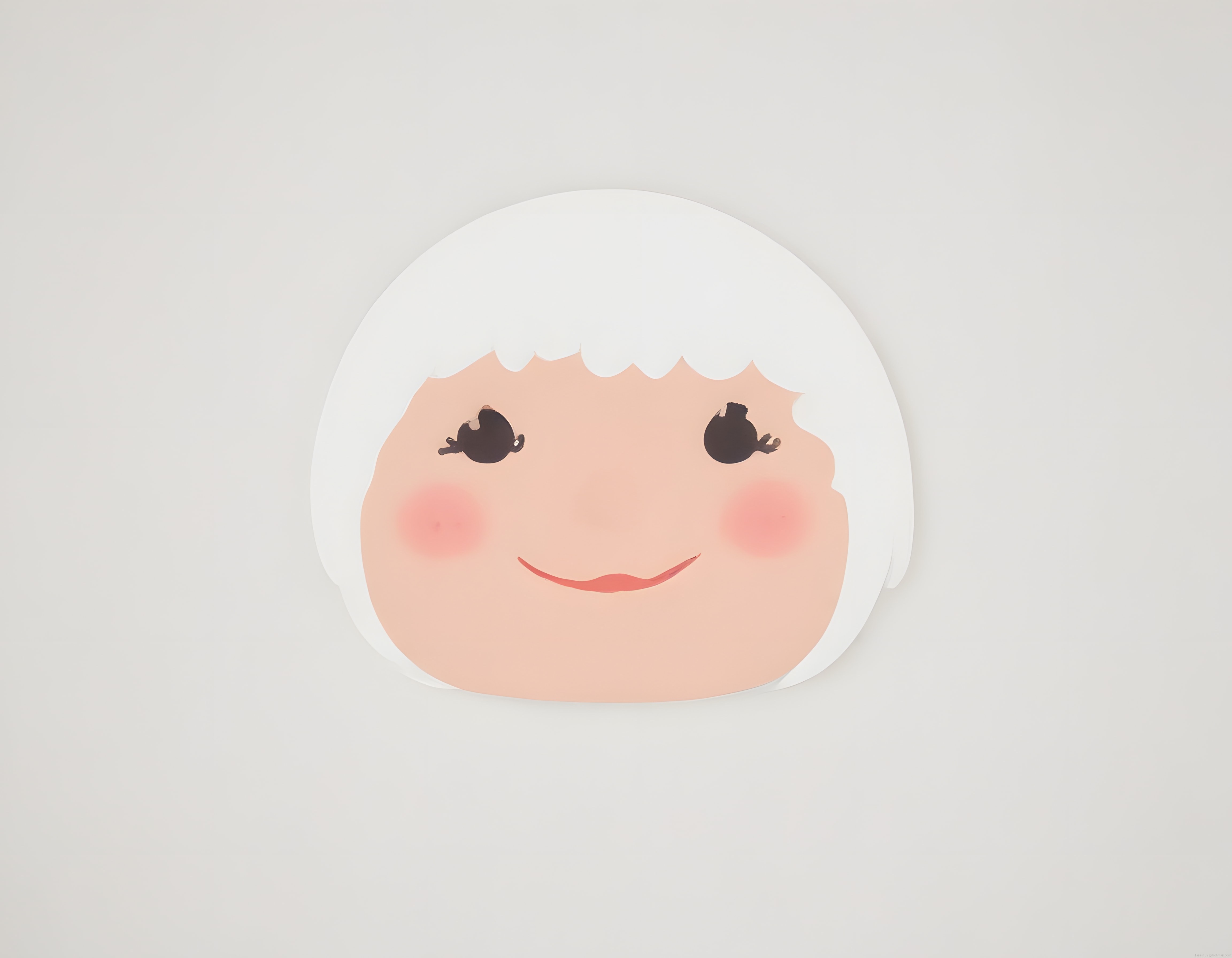 Minimalist Beyaz Saçlı Pembe Yanaklı Sevimli Karakter İllüstrasyonu