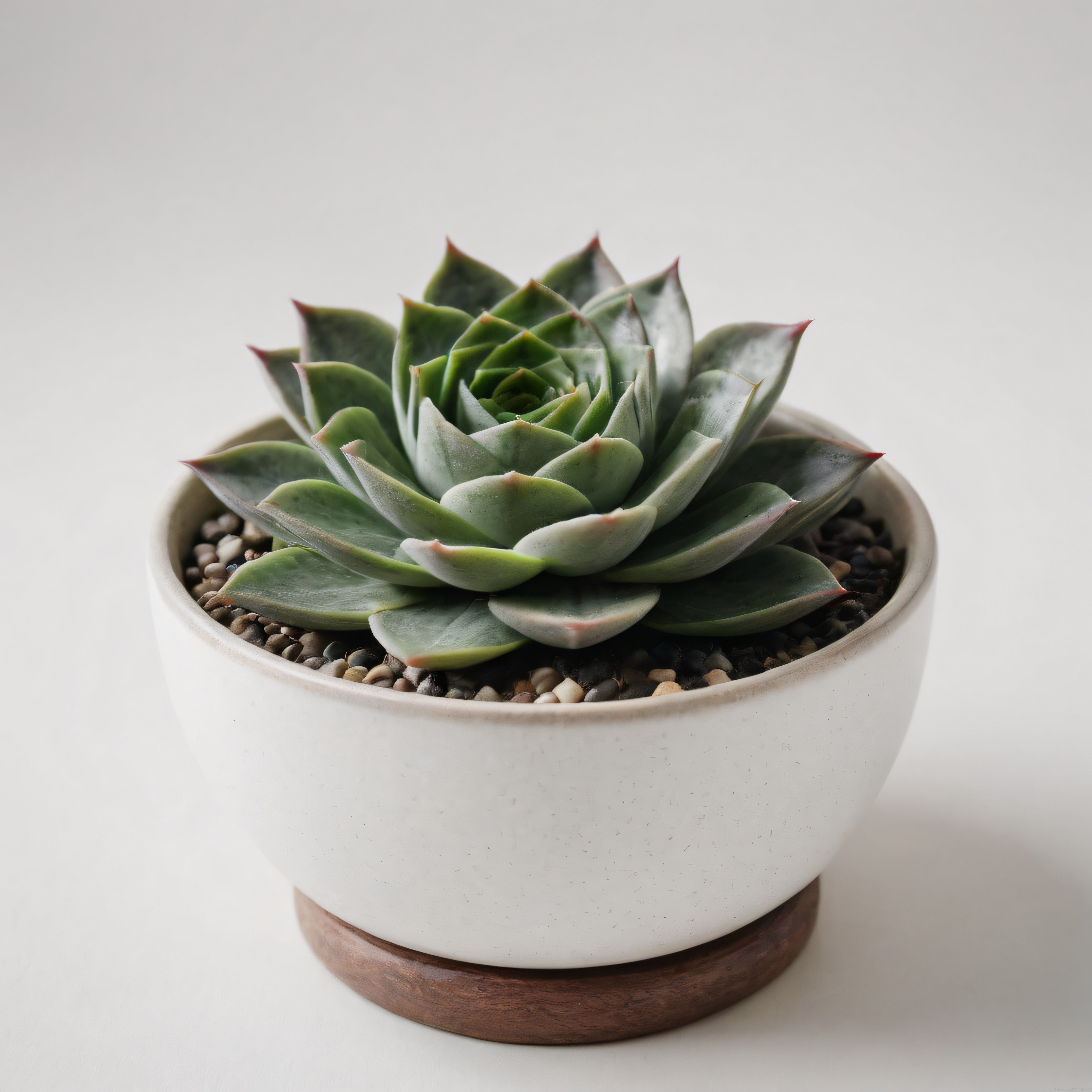 Minimalist Beyaz Saksıda Echeveria Sukulent Bitki Dekorasyonu