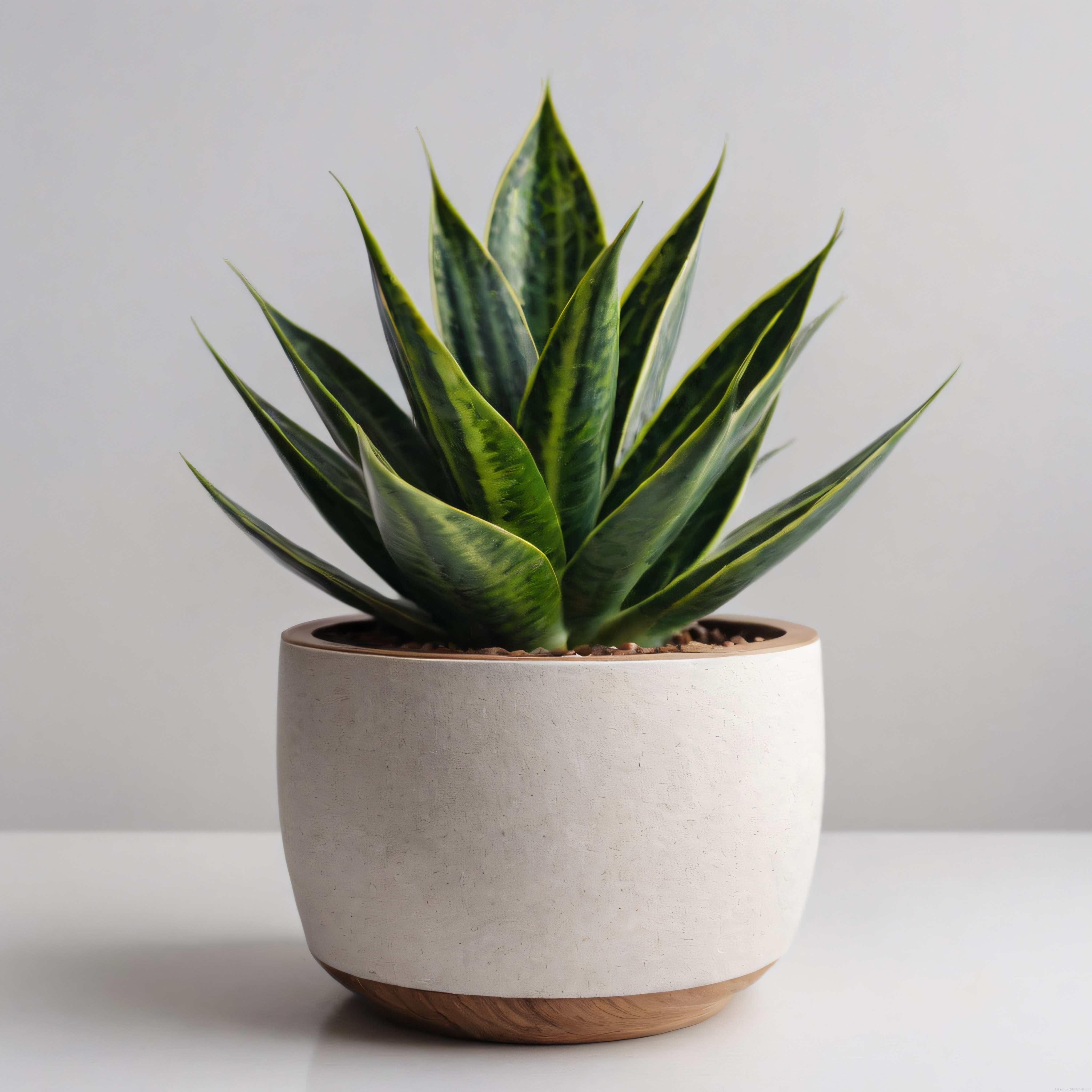 Minimalist Beyaz Saksıda Sansevieria ile Sade ve Modern Ev Dekoru