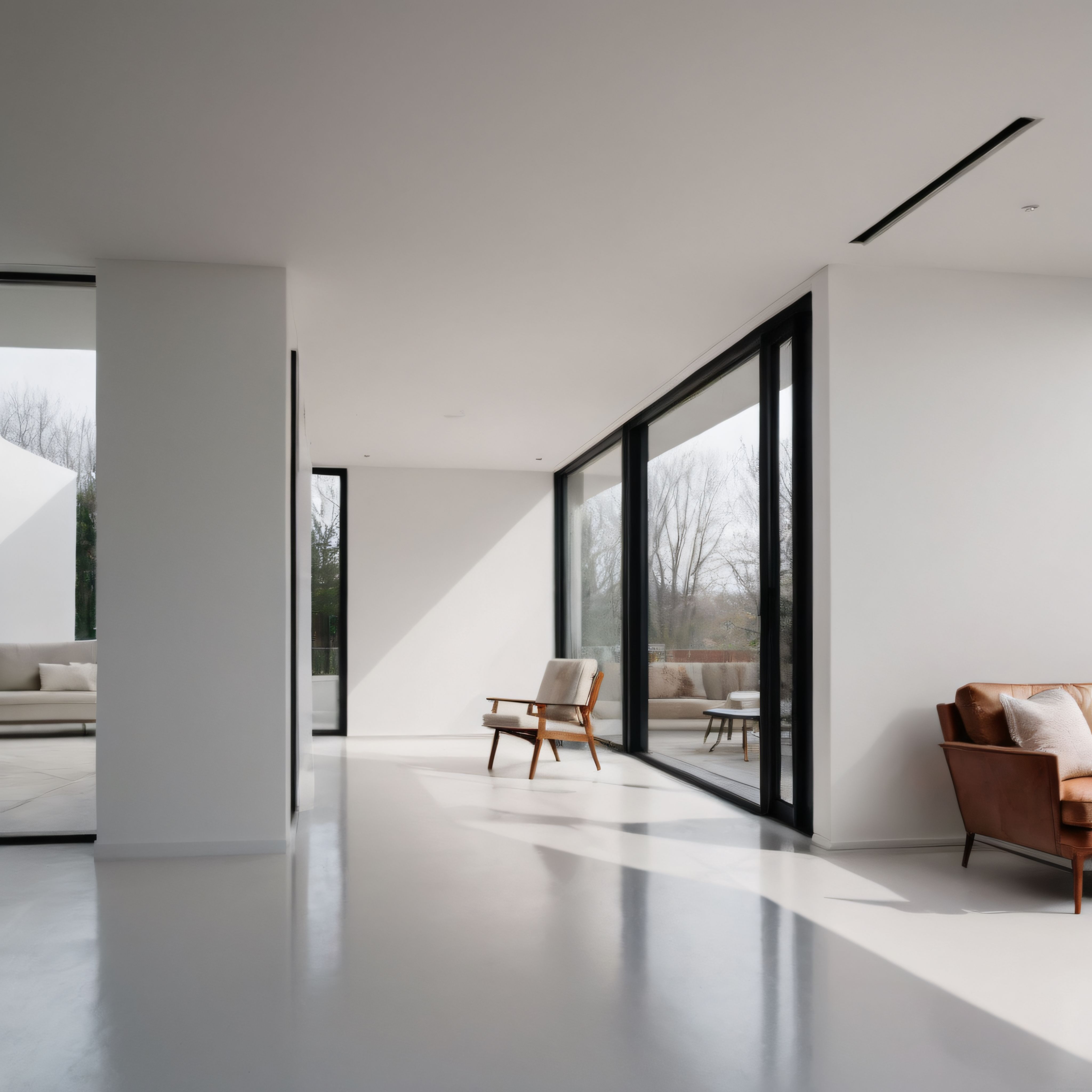 Minimalist Beyaz Salon: Doğal Işık ve Modern İç Mekân Tasarımı