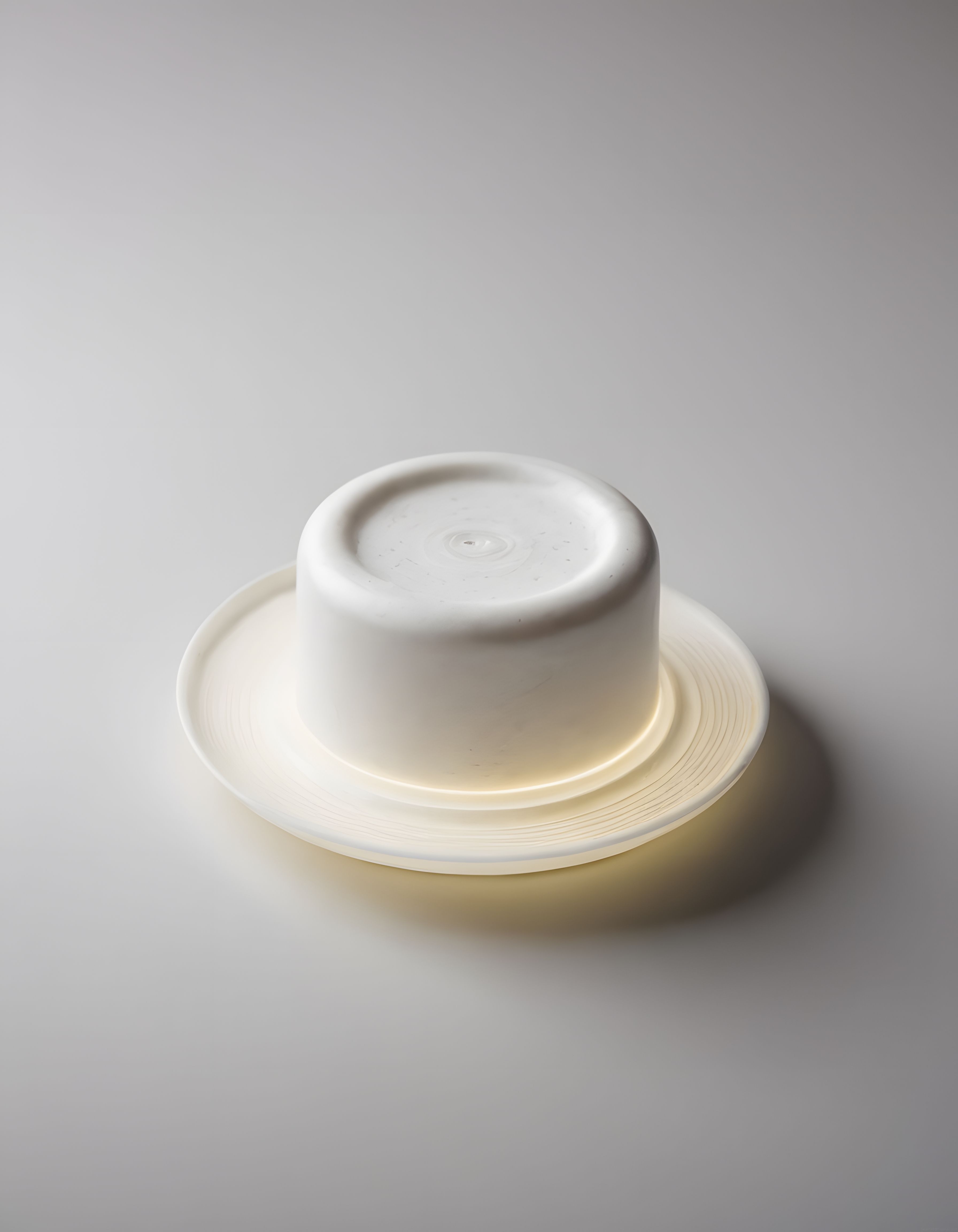 Minimalist Beyaz Seramik Kase ve Tabak ile Sade Stüdyo Komposisyonu