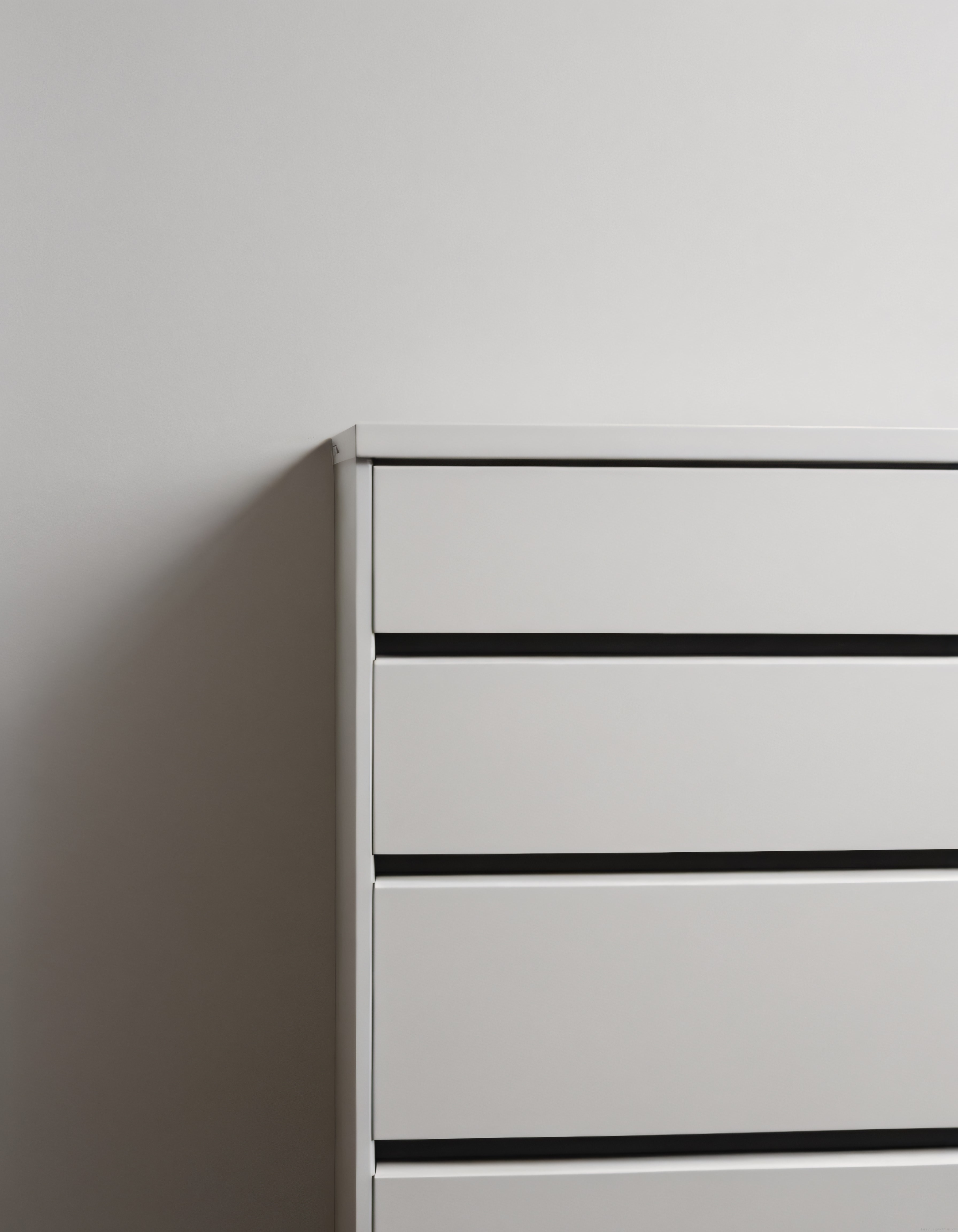 Minimalist Beyaz Şifonyer ve Boş Duvar ile Sade İç Mekan Dekorasyonu