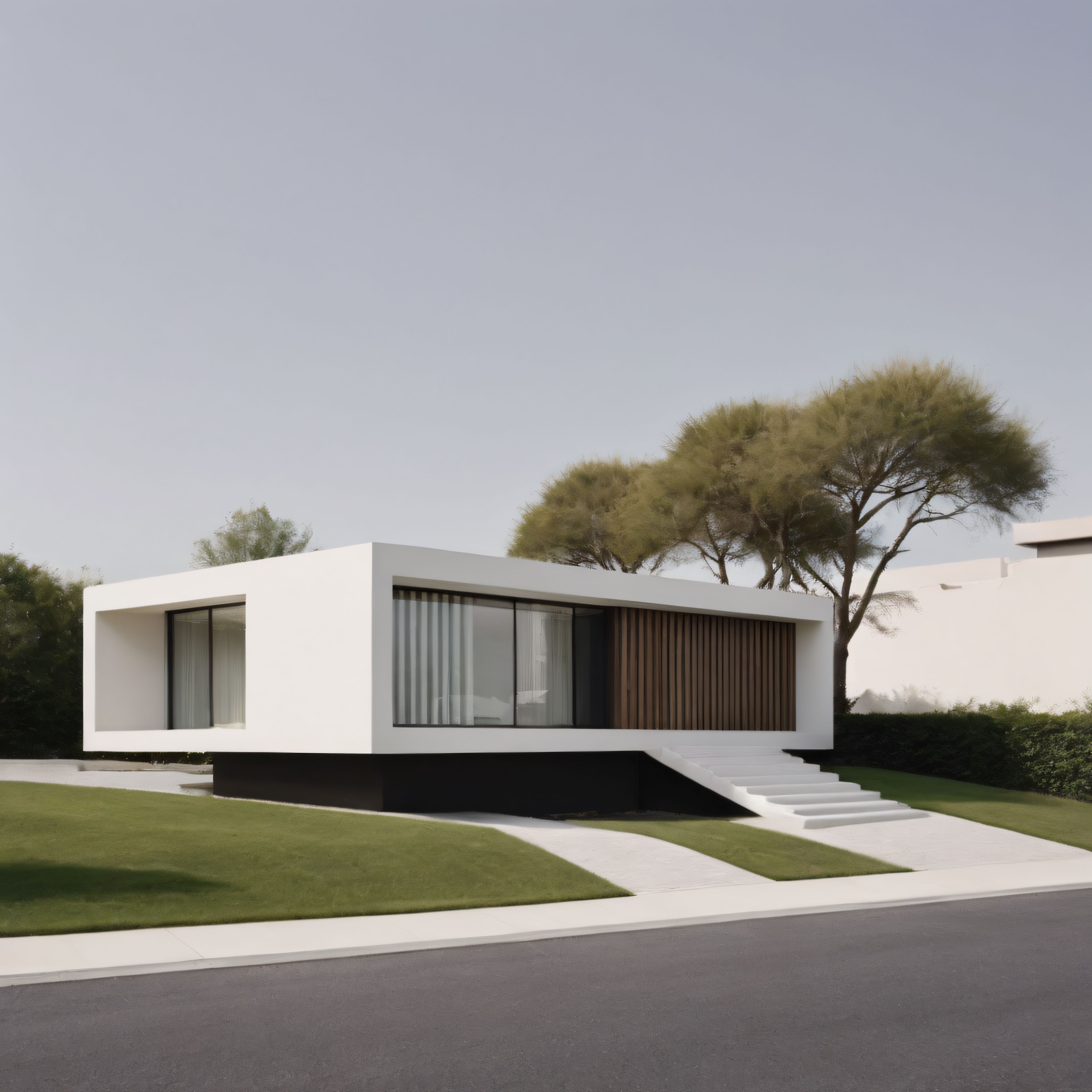 Minimalist Beyaz Villa: Çağdaş Çizgiler ve Doğal Peyzajın Uyumu