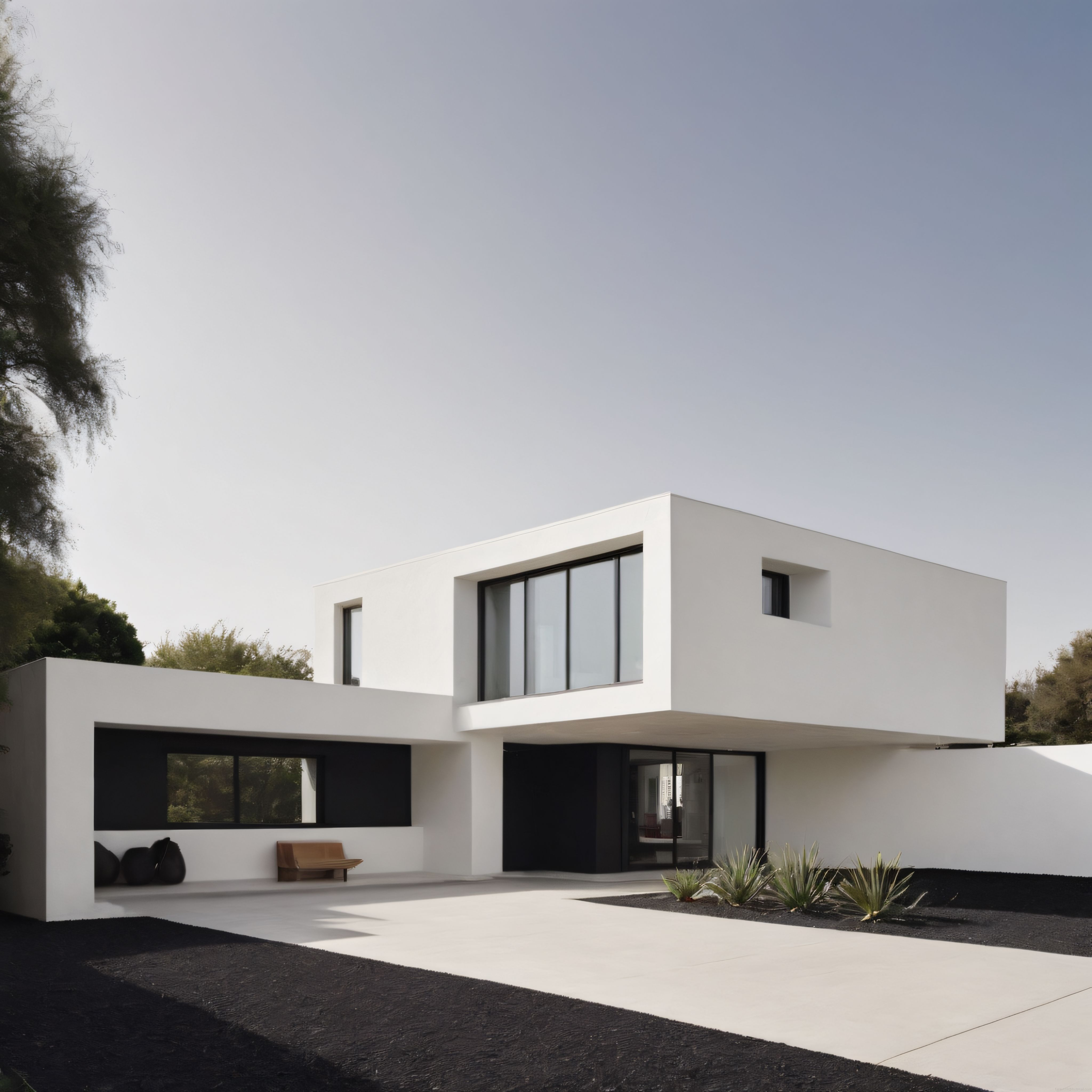 Minimalist Beyaz Villa: Çağdaş Mimari ve Sade Çizgilerin Uyumu
