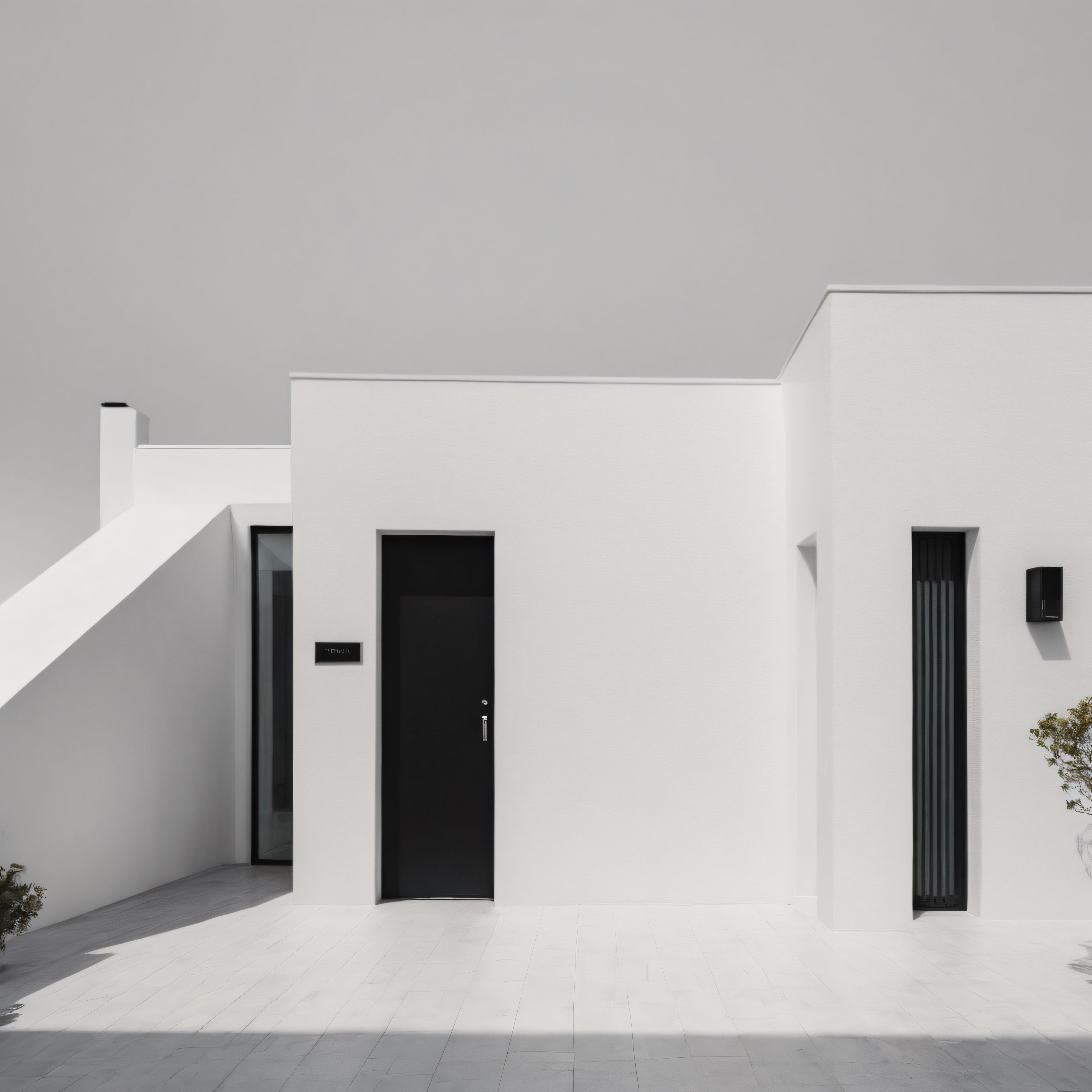 Minimalist Beyaz Villa Cephesi: Modern Mimari ve Sade Geometrik Tasarım