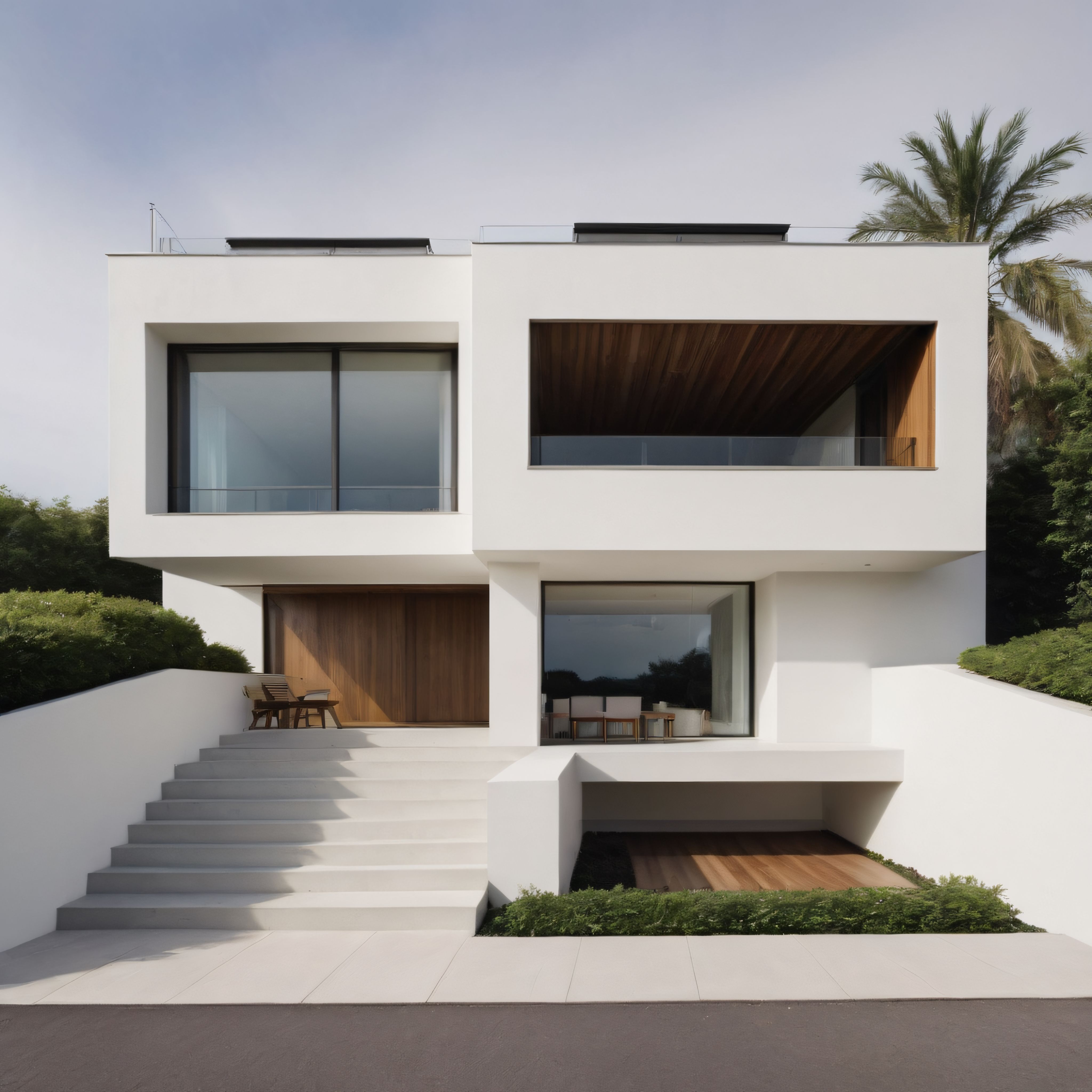 Minimalist Beyaz Villa: Modern Mimarinin Ahşap ve Cam Detaylarıyla Dansı