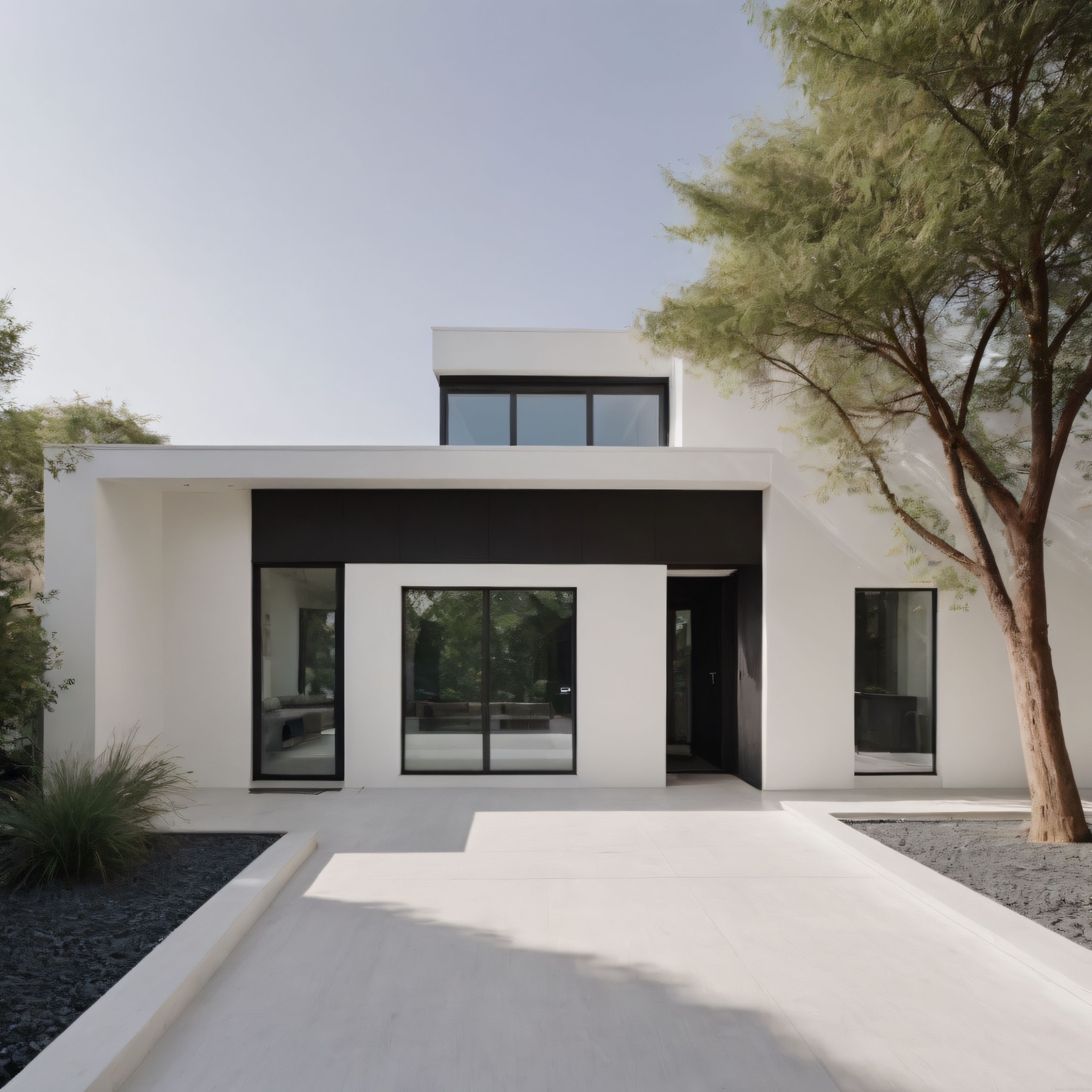 Minimalist Beyaz Villa: Modern Mimarinin Doğayla Buluştuğu Sade Cephe