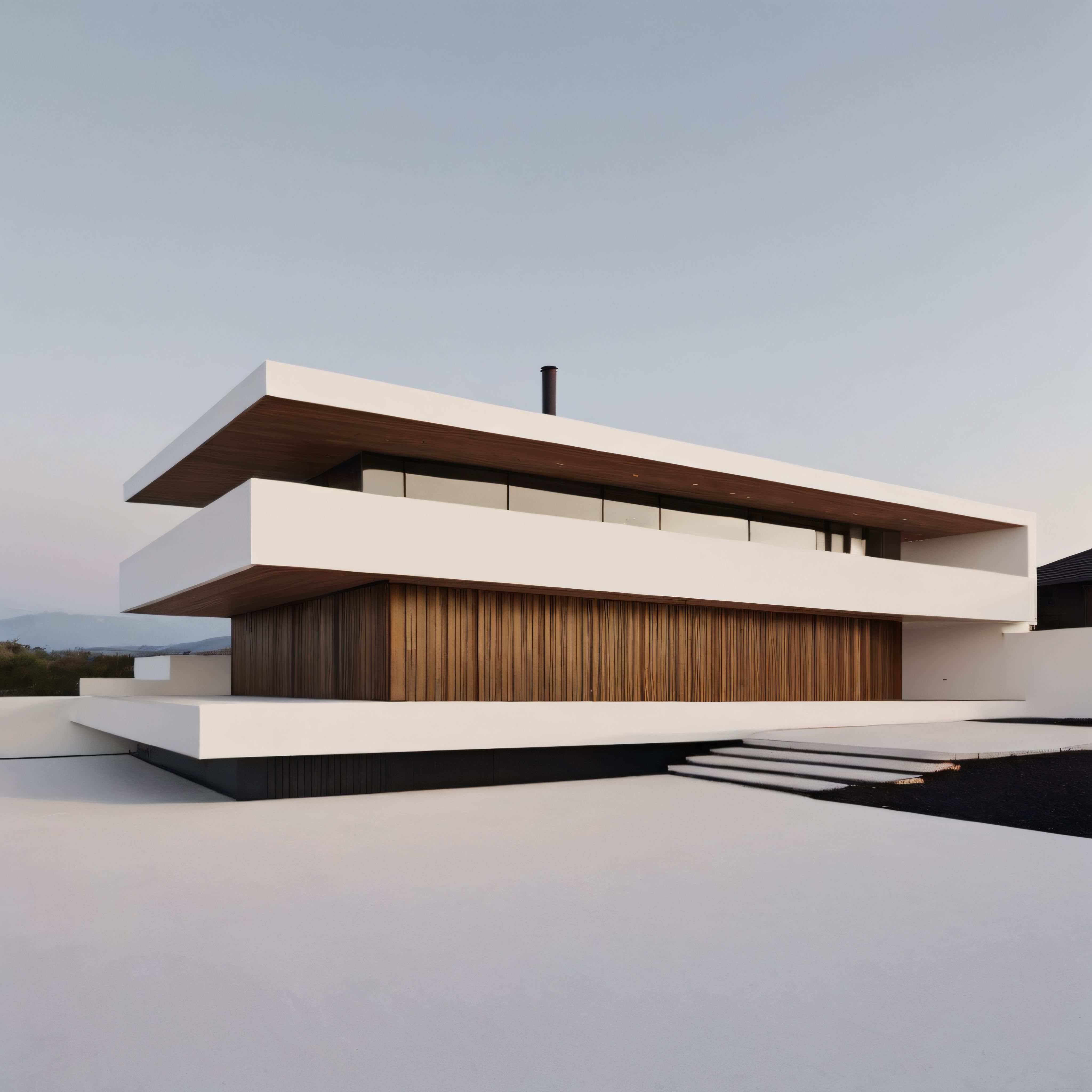 Minimalist Beyaz Villa Tasarımı: Modern Çağdaş Mimari ve Ahşap Detaylar