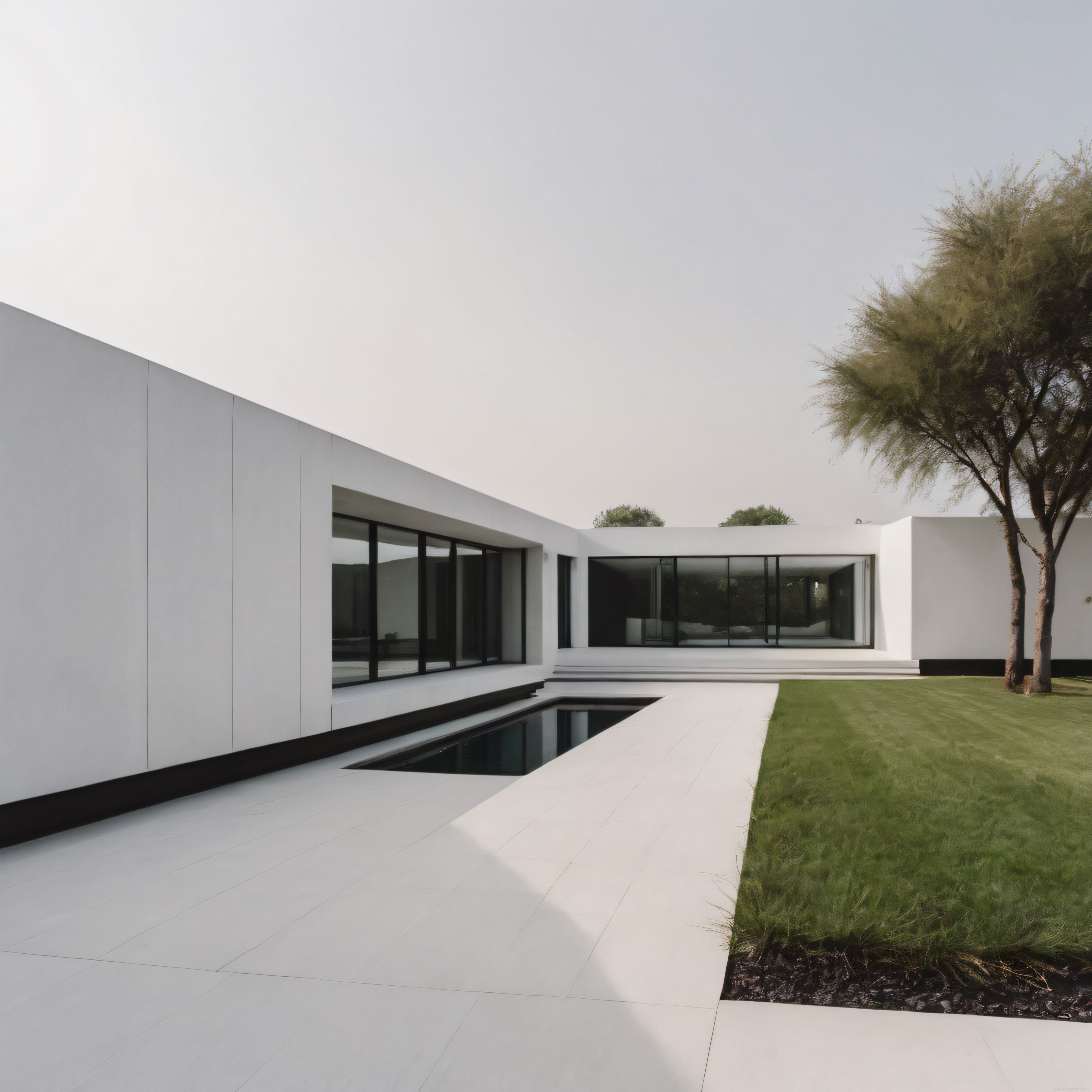Minimalist Beyaz Villa ve Geniş Bahçe: Çağdaş Mimari ile Huzurlu Yaşam
