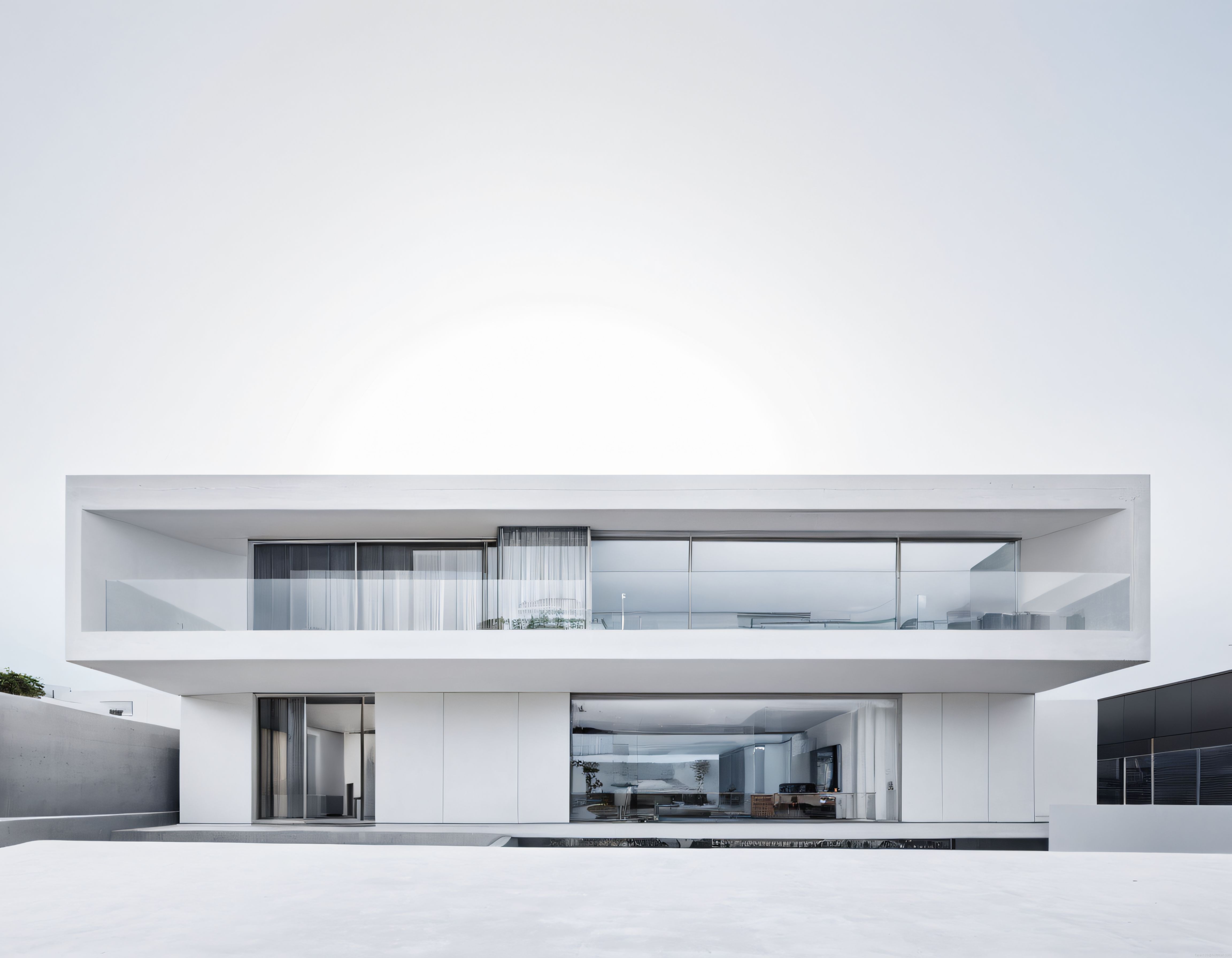 Minimalist Beyaz Villa ve Sonsuzluk Havuzu: Modern Mimari Cephe