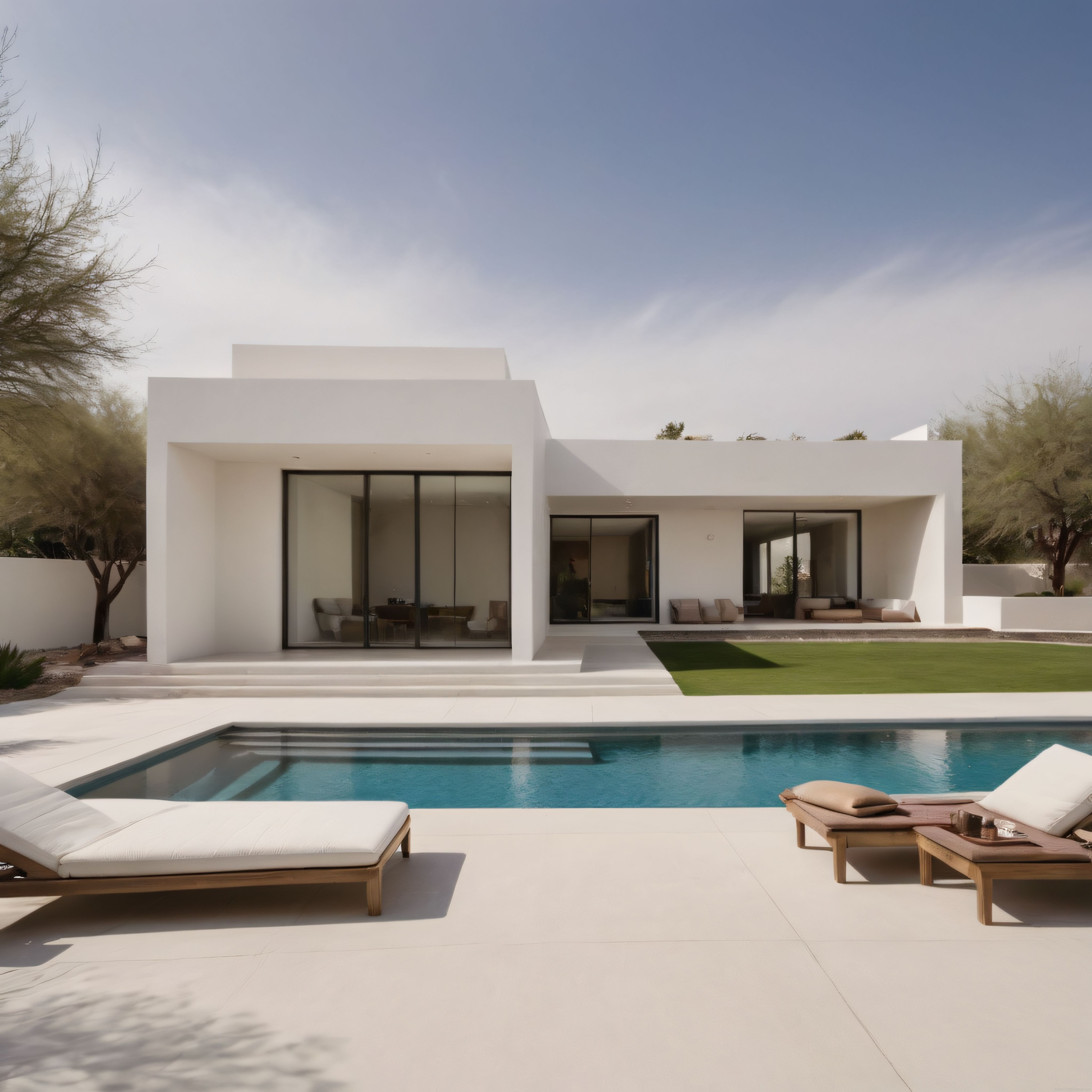 Minimalist Beyaz Villa ve Yüzme Havuzu: Modern Akdeniz Tarzı Lüks Konut