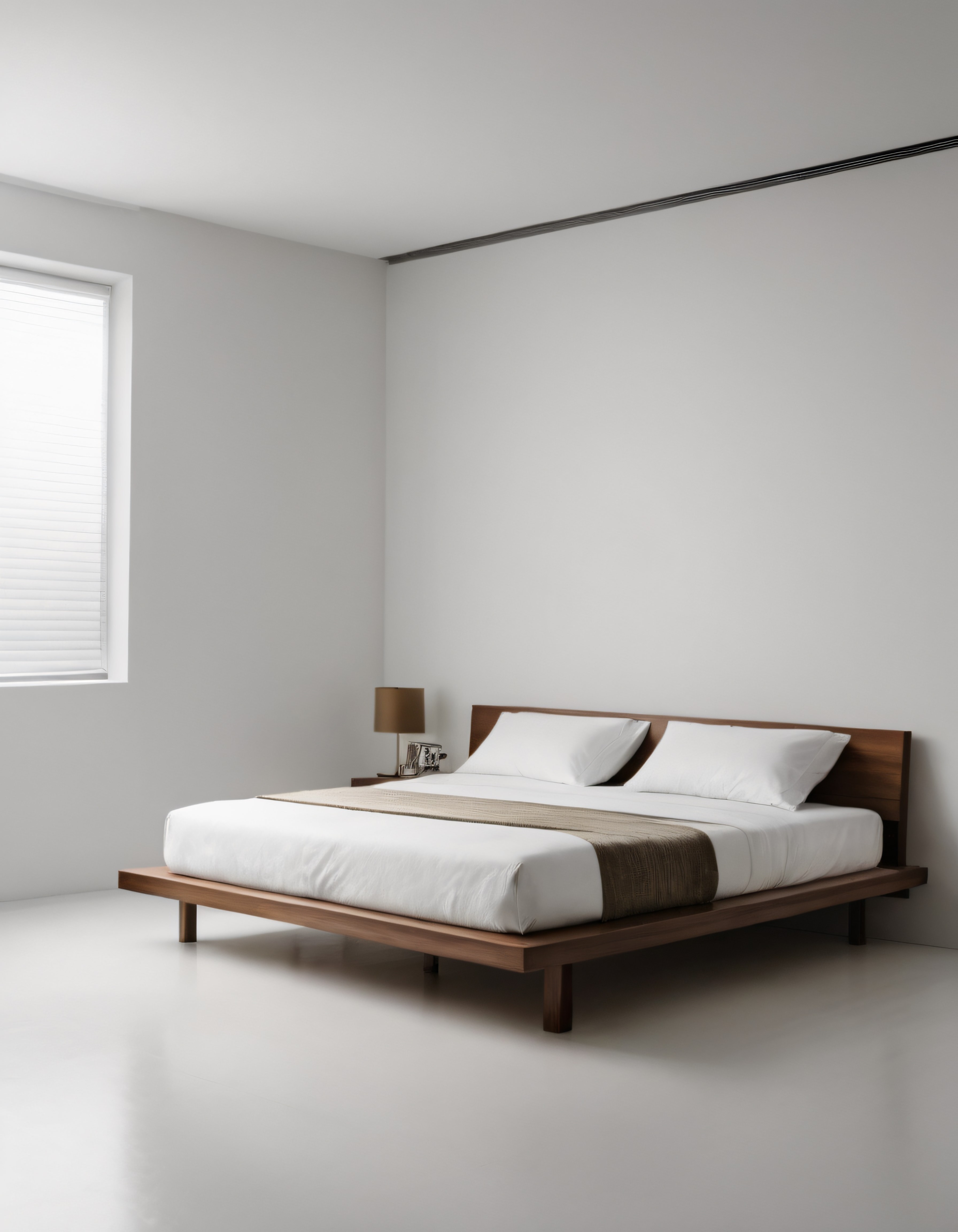 Minimalist Beyaz Yatak Odası: Ahşap Detaylarla Sade ve Ferah Bir Mekan